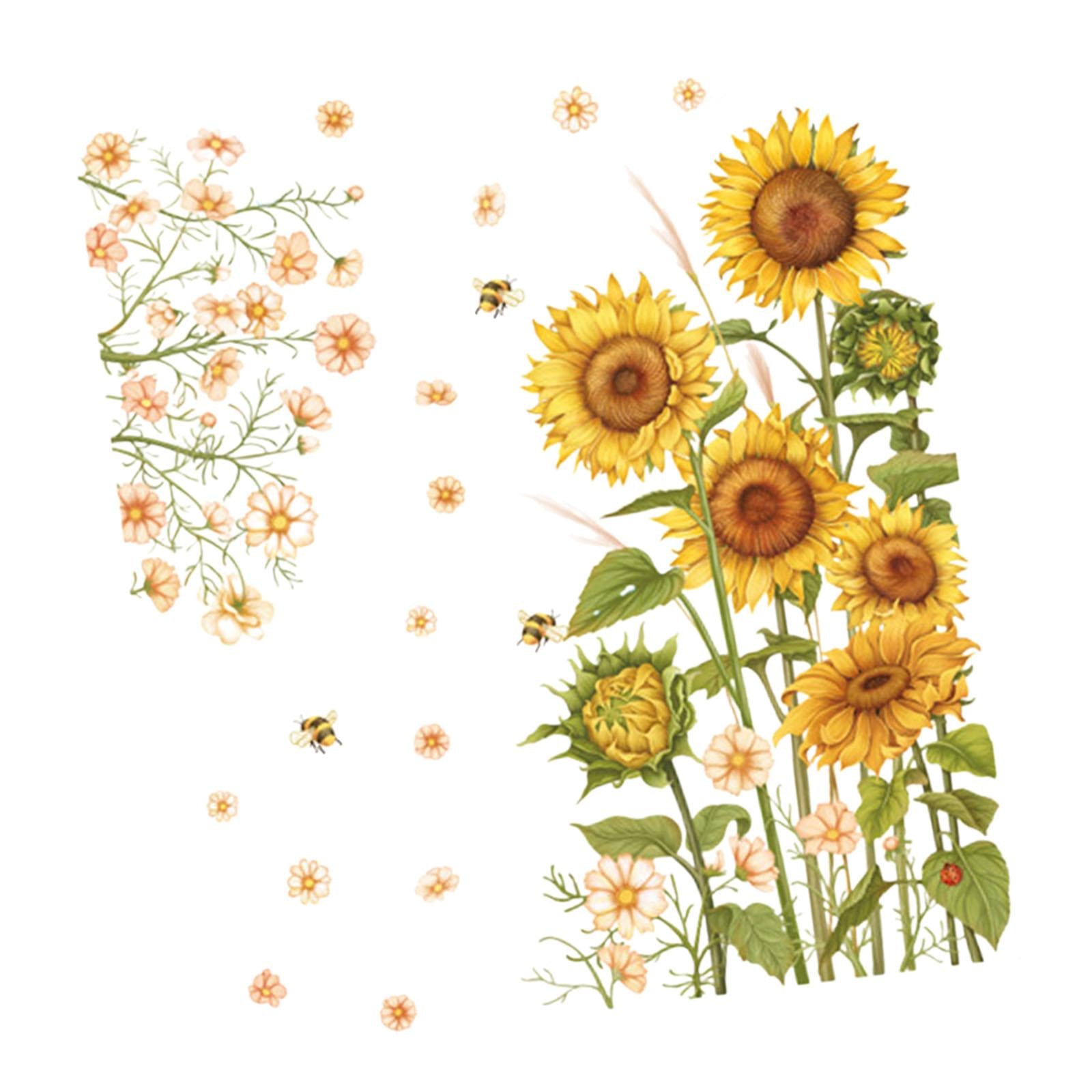 Sunflower Wall Sticker Set PVC Plants Murals for Bedroom Nursery Living Room
