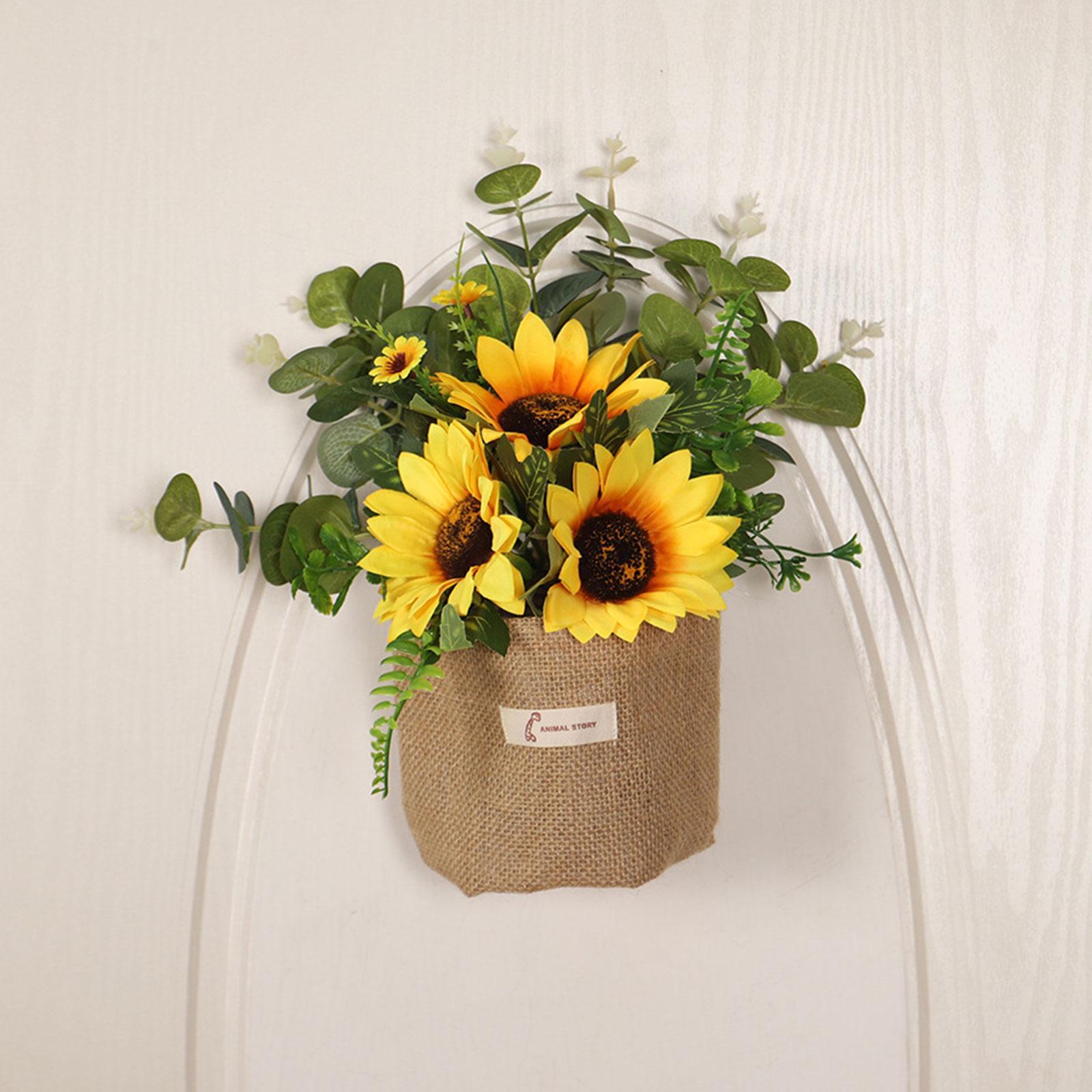 Simulated Sunflower with Burlap Bag Hanging Ornament for Farmhouse Versatile