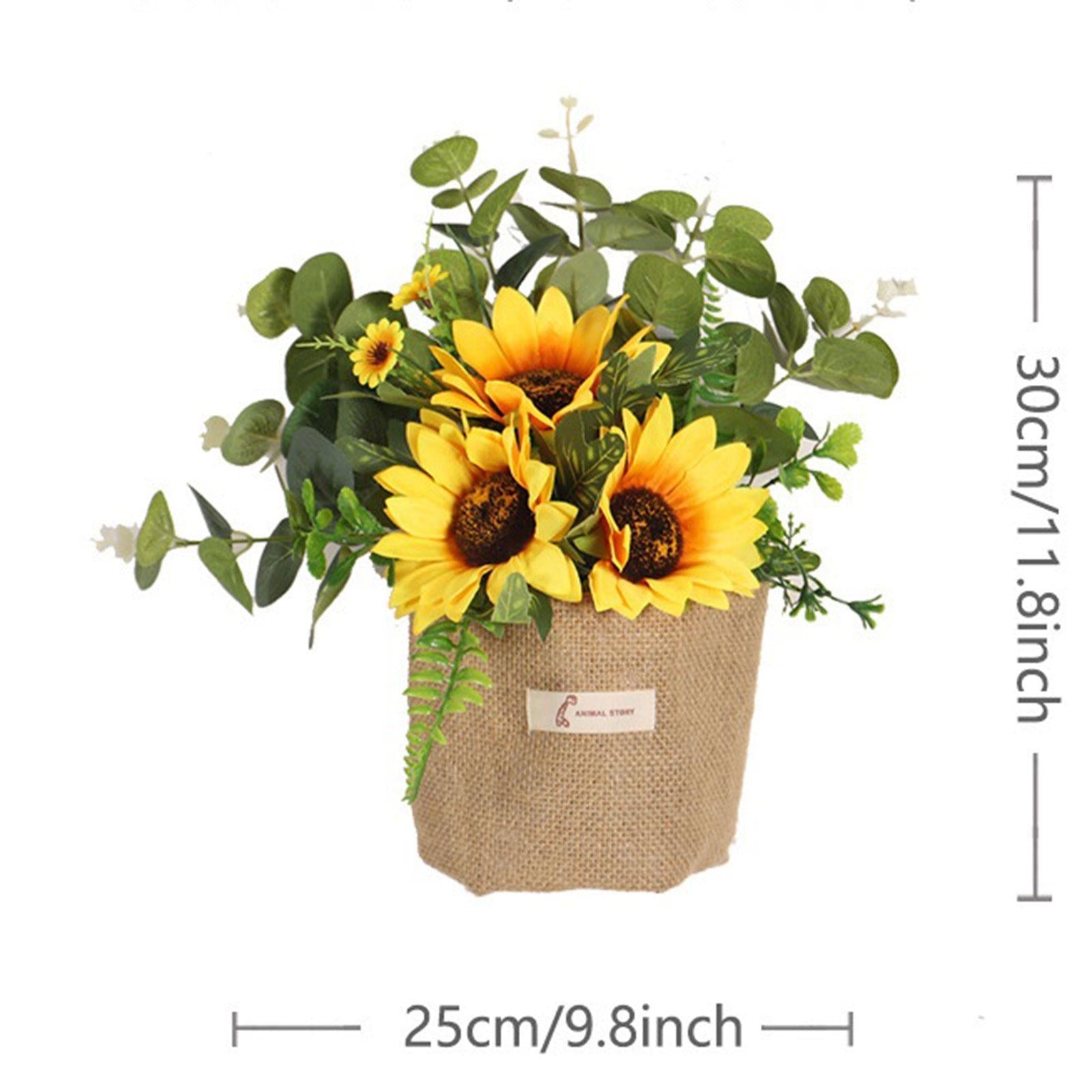 Simulated Sunflower with Burlap Bag Hanging Ornament for Farmhouse Versatile