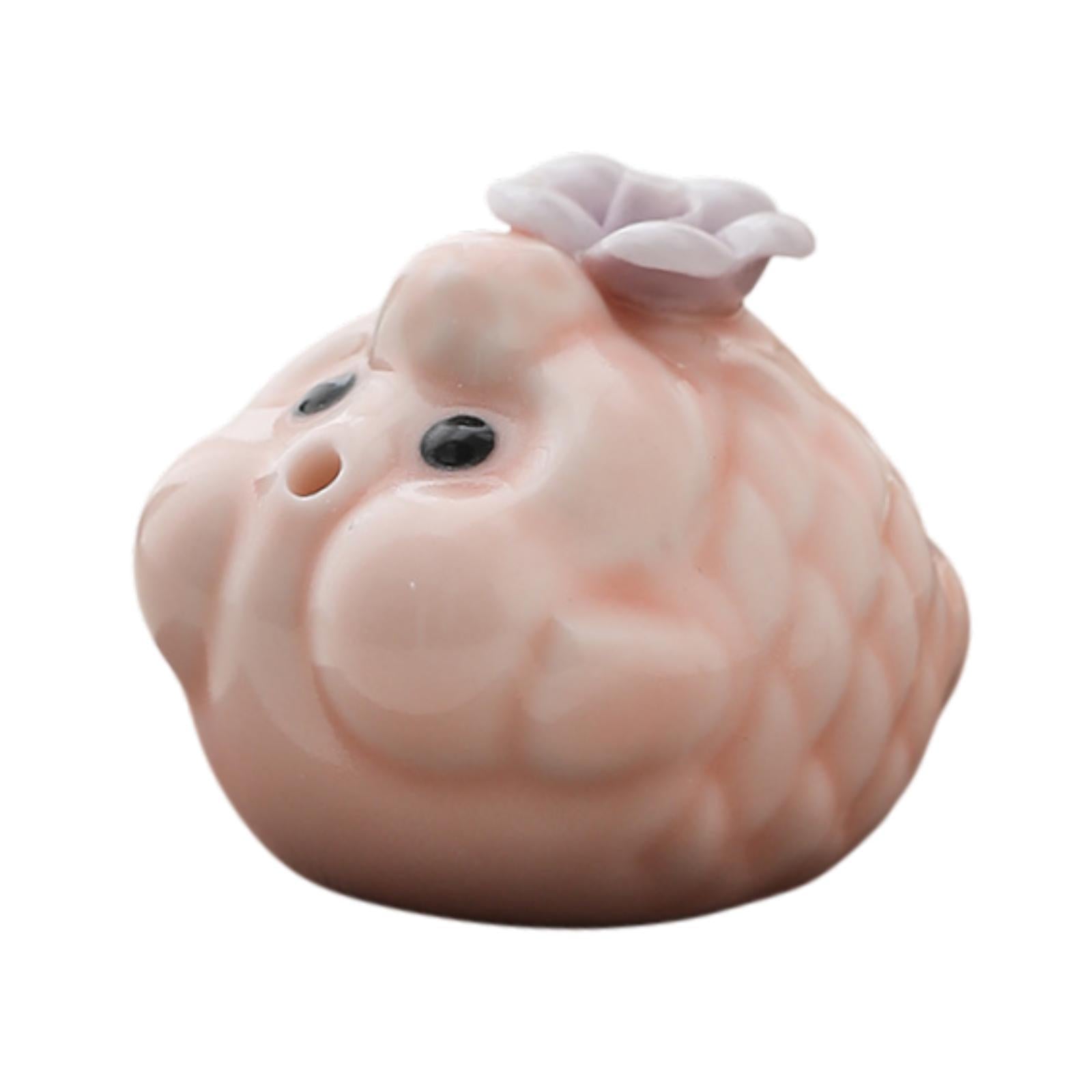Mini Bubble Fish Statue Modern Ceramic Tea Pet for Table Living Room Tearoom Pink
