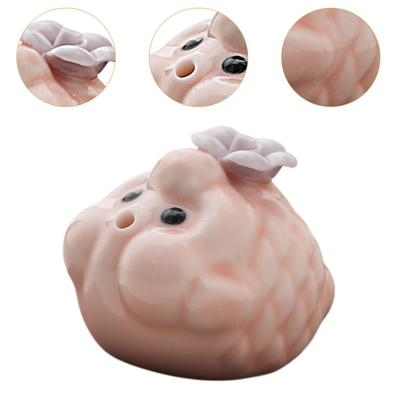 Mini Bubble Fish Statue Modern Ceramic Tea Pet for Table Living Room Tearoom Pink