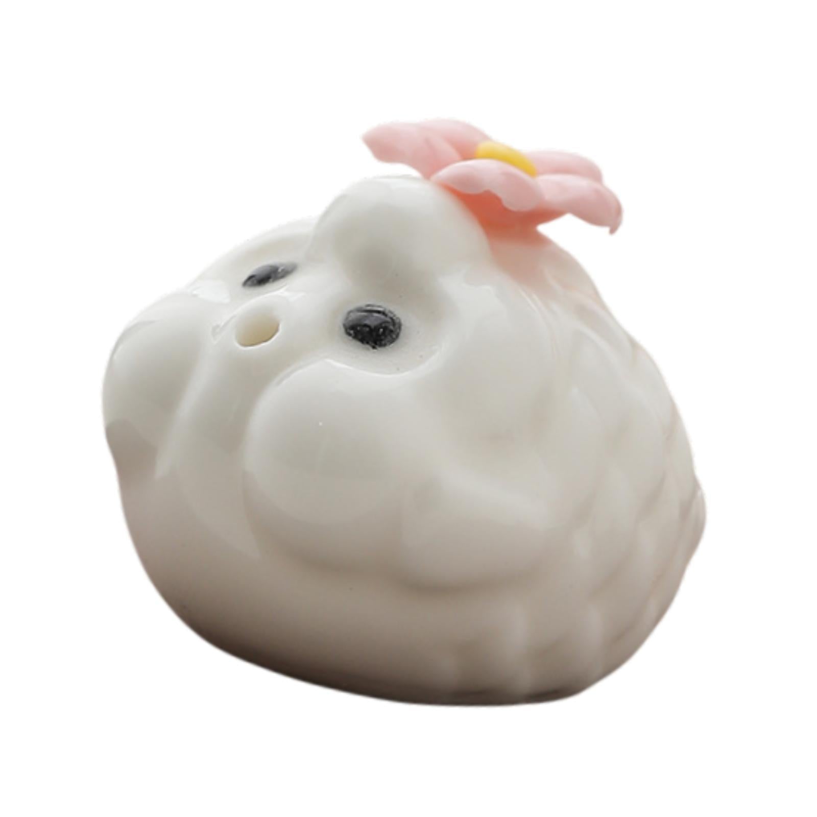 Mini Bubble Fish Statue Modern Ceramic Tea Pet for Table Living Room Tearoom White