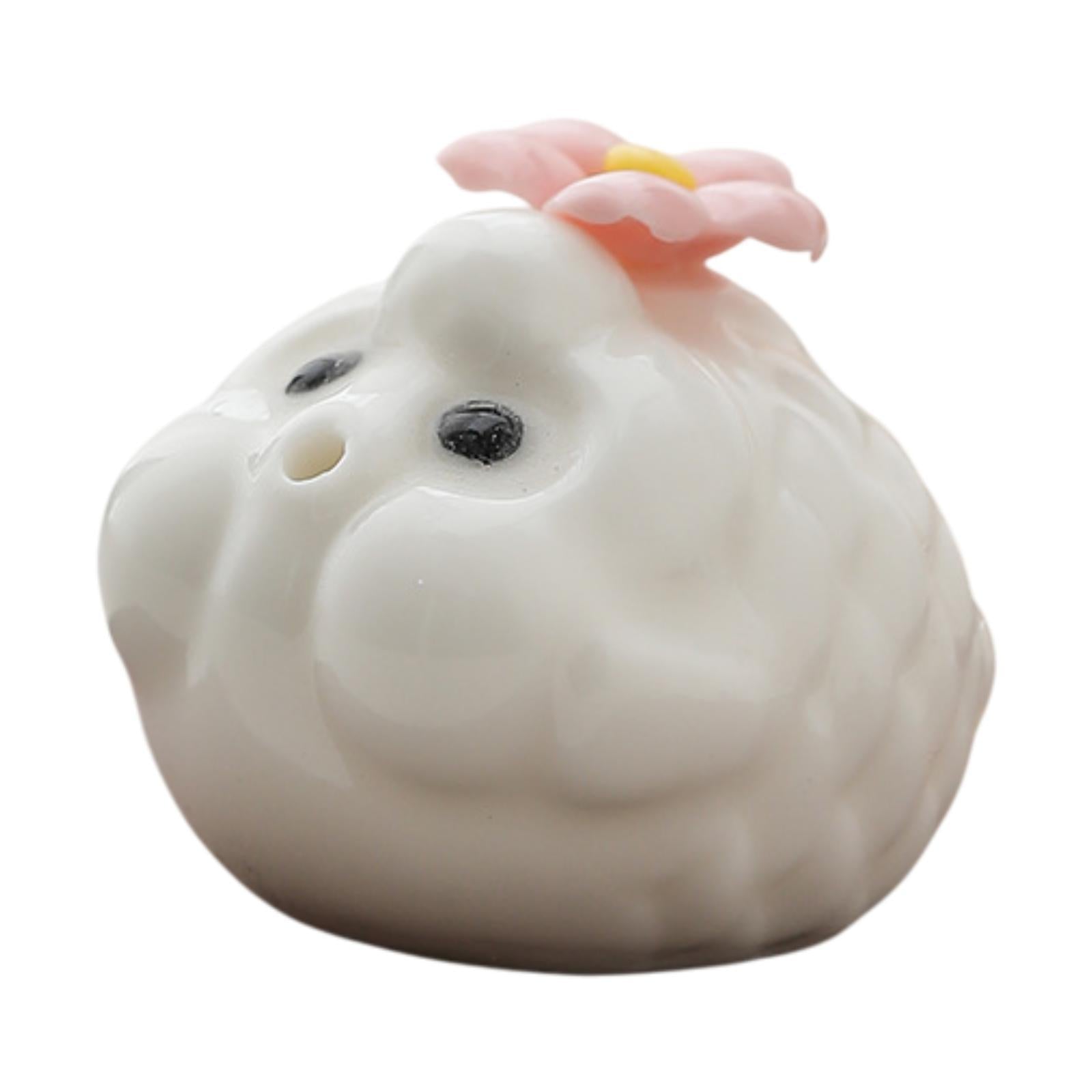 Mini Bubble Fish Statue Modern Ceramic Tea Pet for Table Living Room Tearoom White