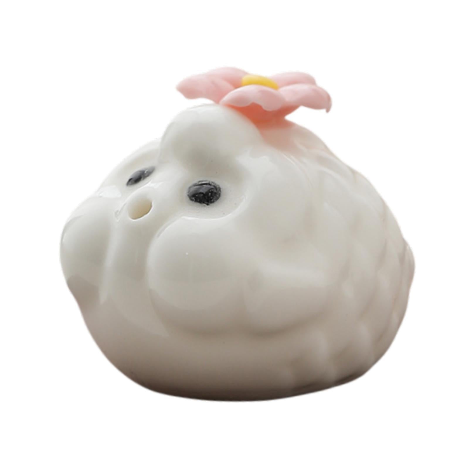 Mini Bubble Fish Statue Modern Ceramic Tea Pet for Table Living Room Tearoom White