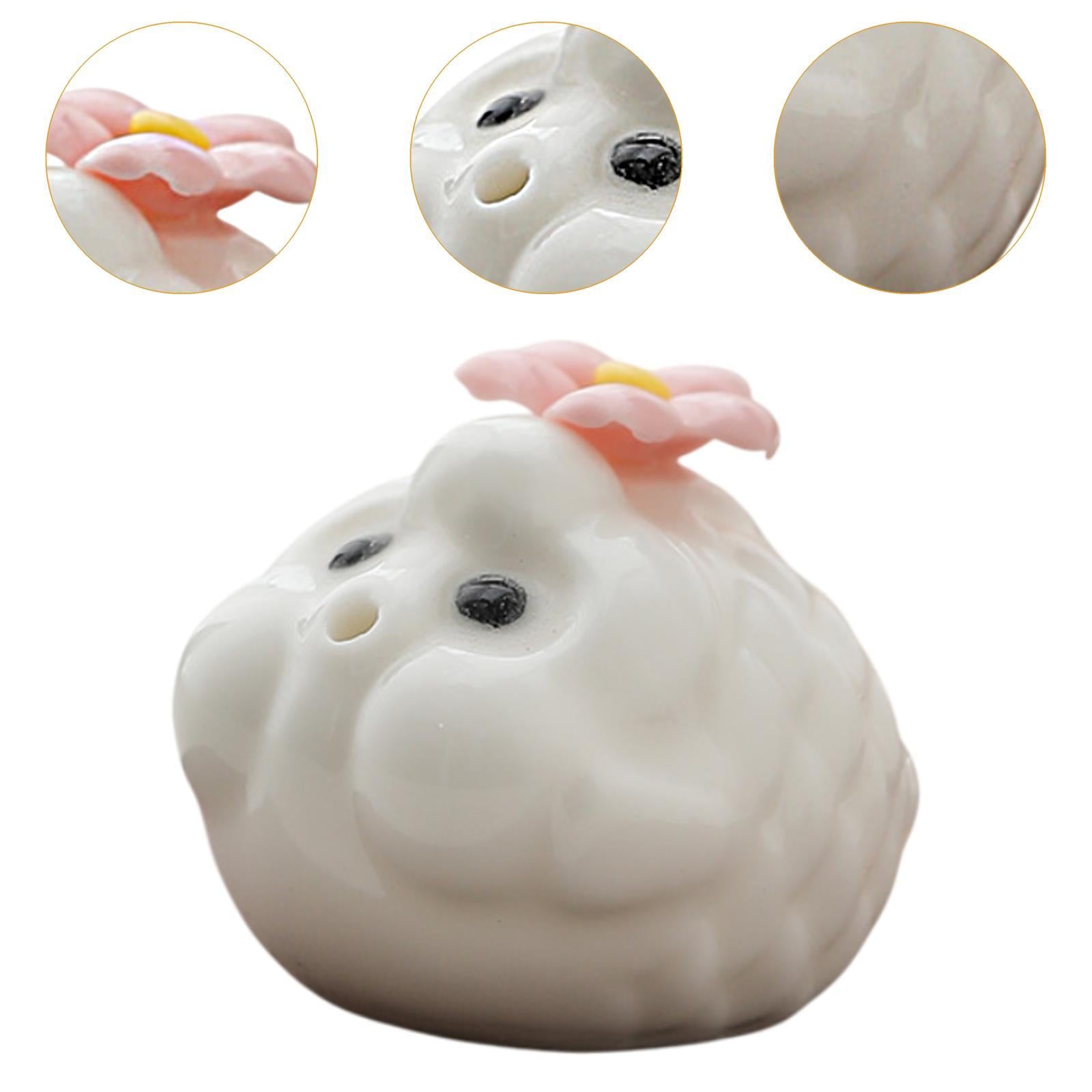 Mini Bubble Fish Statue Modern Ceramic Tea Pet for Table Living Room Tearoom White