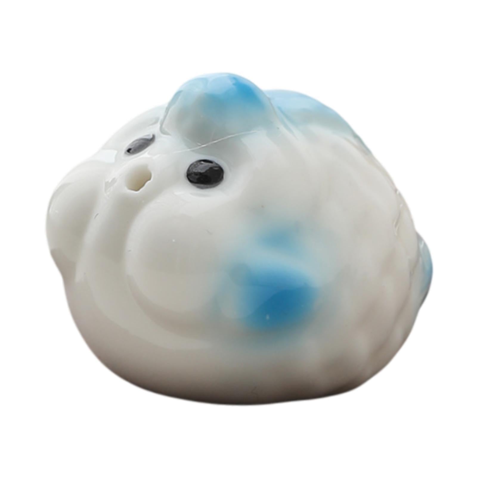 Mini Bubble Fish Statue Modern Ceramic Tea Pet for Table Living Room Tearoom Blue and White