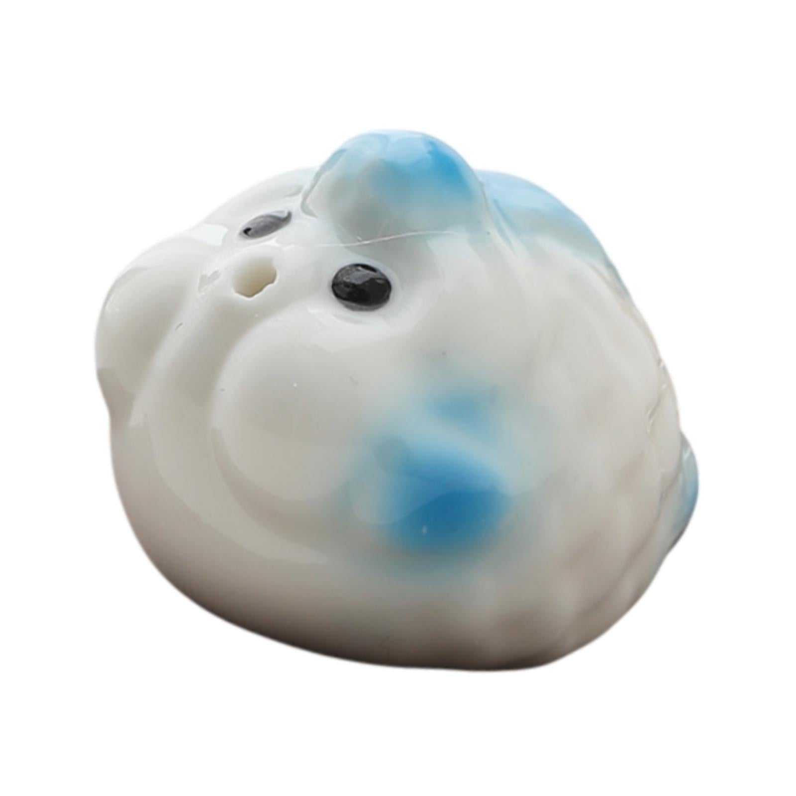 Mini Bubble Fish Statue Modern Ceramic Tea Pet for Table Living Room Tearoom Blue and White