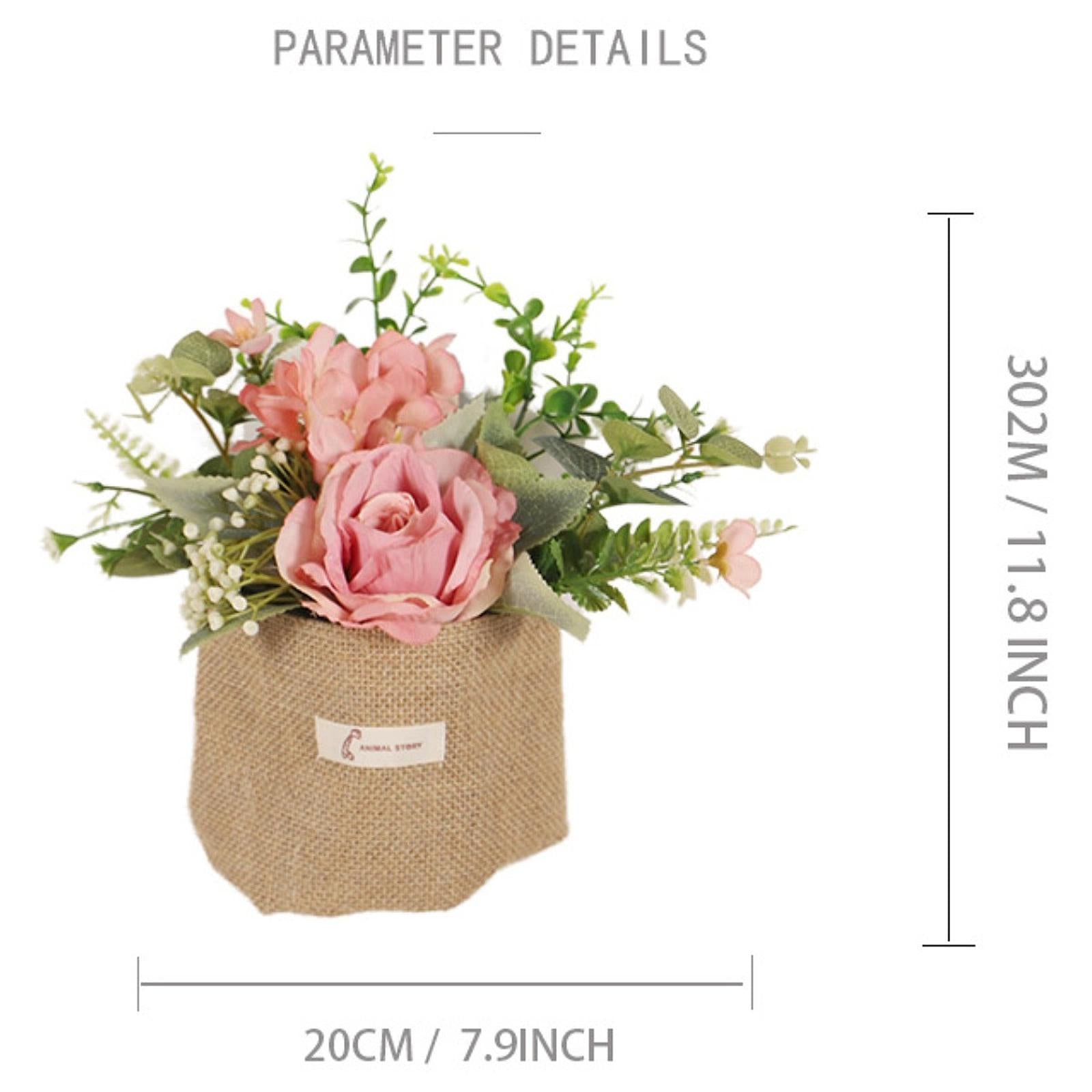 Artificial Hanging Flower with A Burlap Bag Vase Dining Room Simulation Rose Pink
