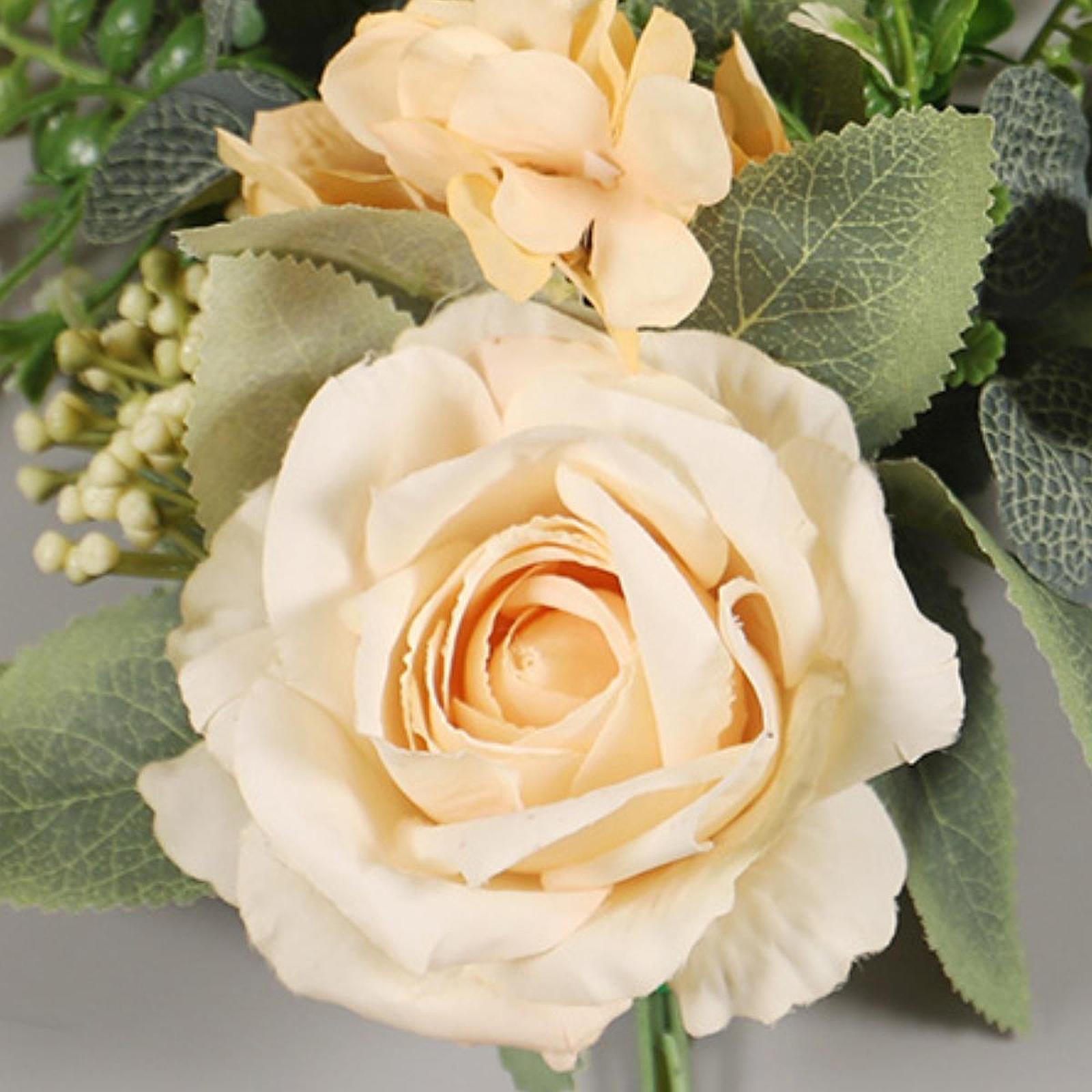 Artificial Hanging Flower with A Burlap Bag Vase Dining Room Simulation Rose Champagne