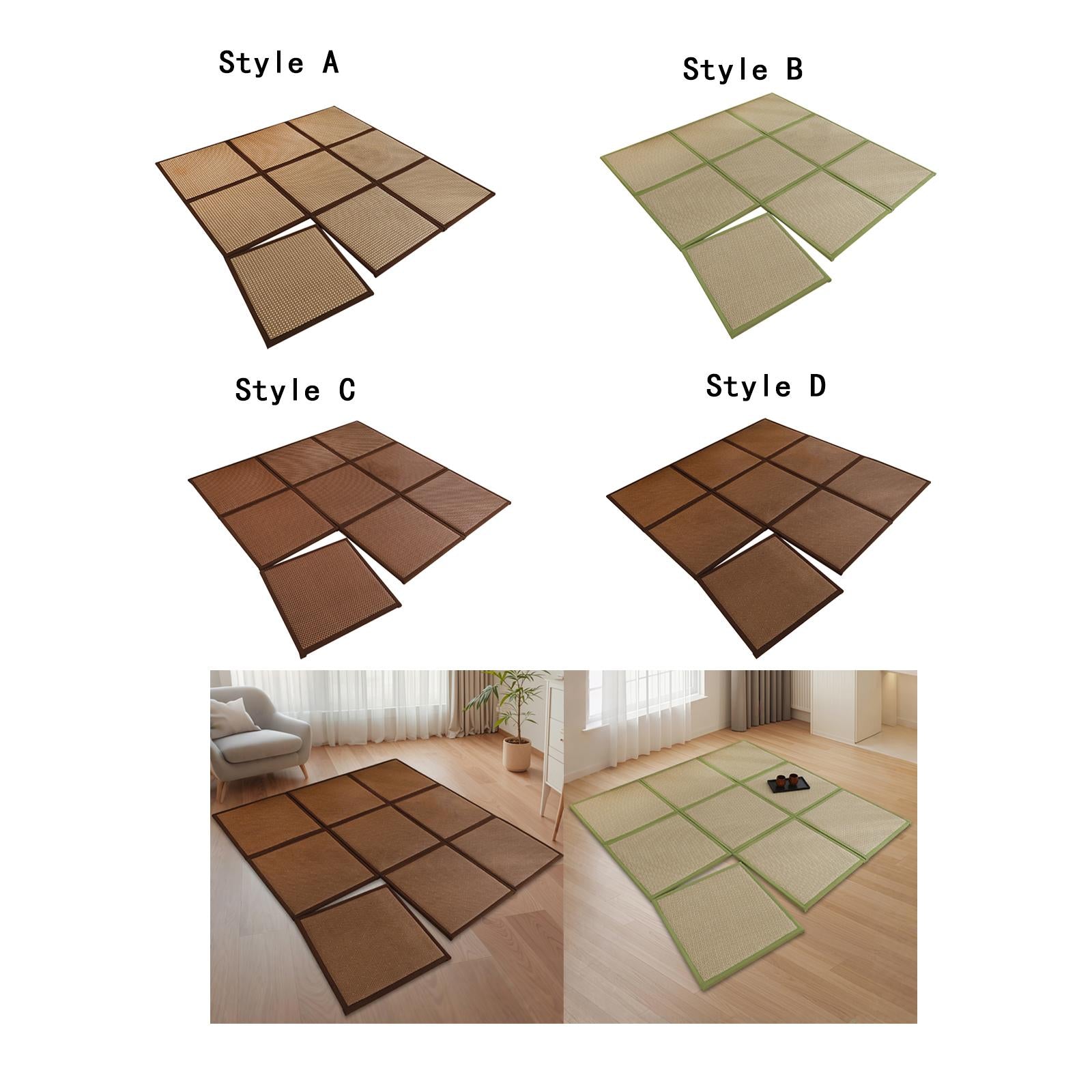 180x180cm Rattan Japanese Tatami Mat Breathable Crawling Playmat for Bedroom Style A