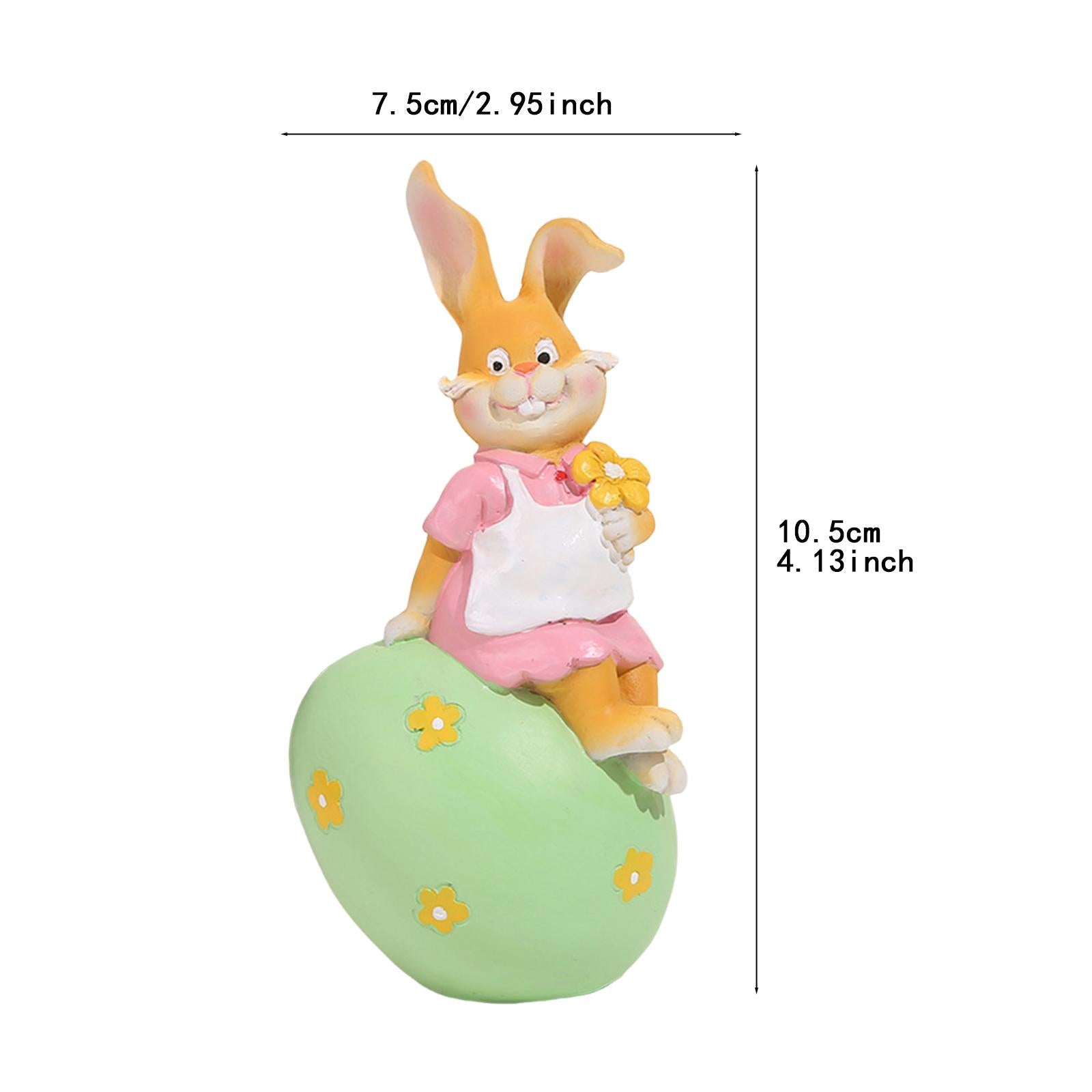 Rabbit Statue Resin Figurines Easter Bunny Figurine for Entrance Desk Office green egg