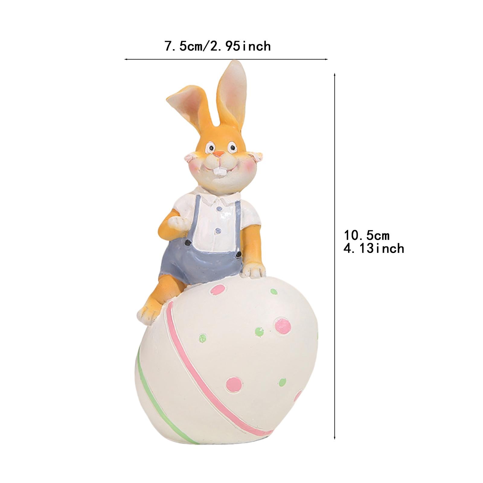 Rabbit Statue Resin Figurines Easter Bunny Figurine for Entrance Desk Office white egg