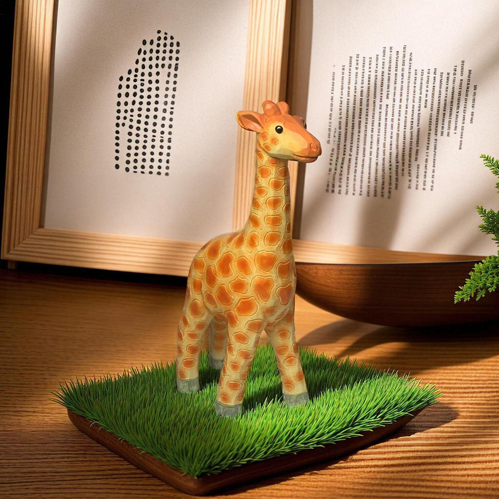 Resin Giraffe Model Statue 12x4x20cm for Study Room Cabinet Decor Decorative