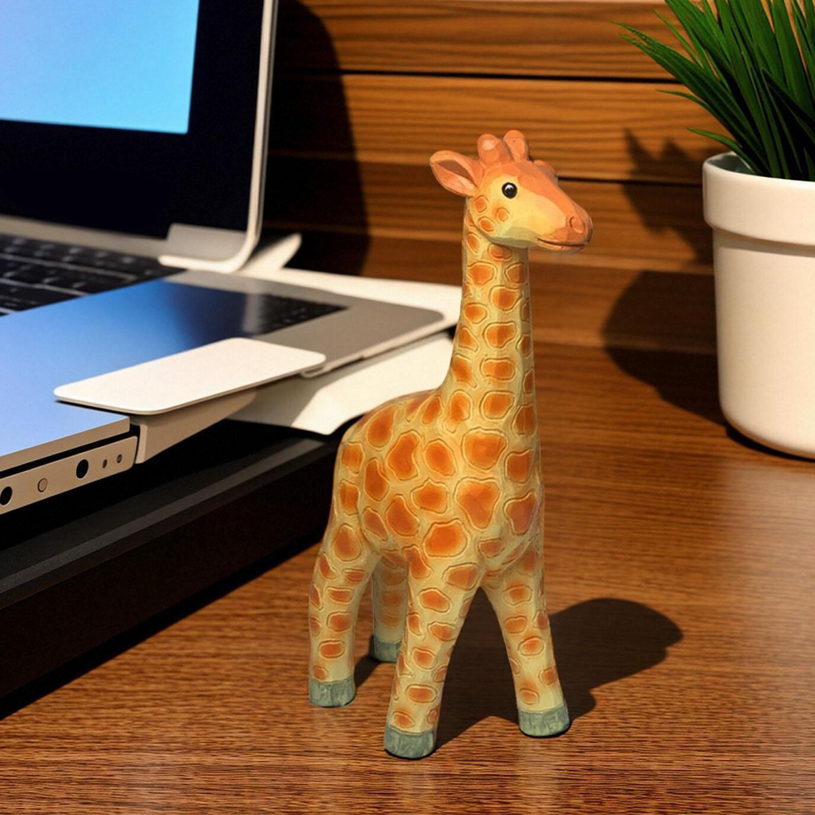 Resin Giraffe Model Statue 12x4x20cm for Study Room Cabinet Decor Decorative