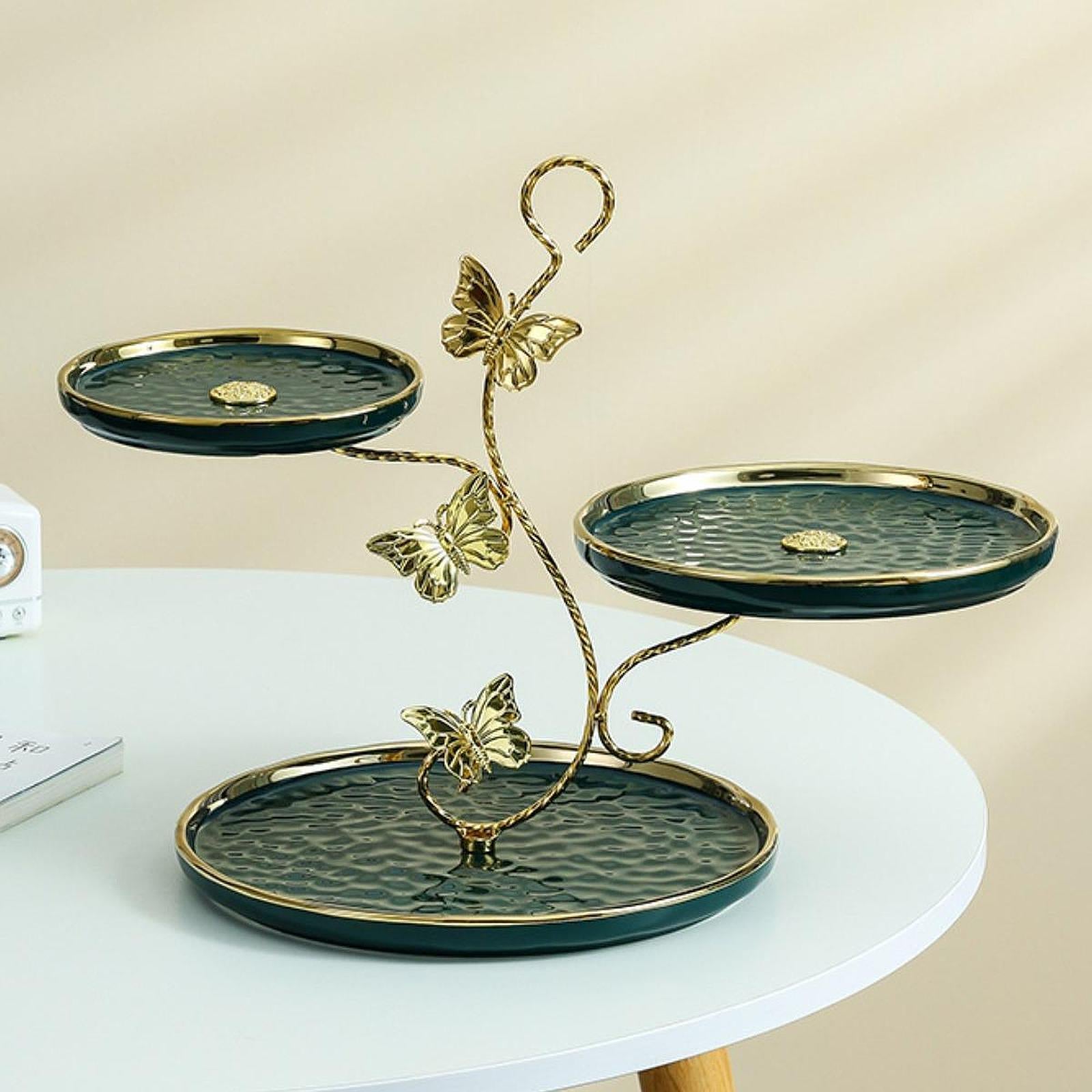 3 Tier Cupcakes Display Stand Tabletop Decor for Kitchen Wedding Dining Room Green