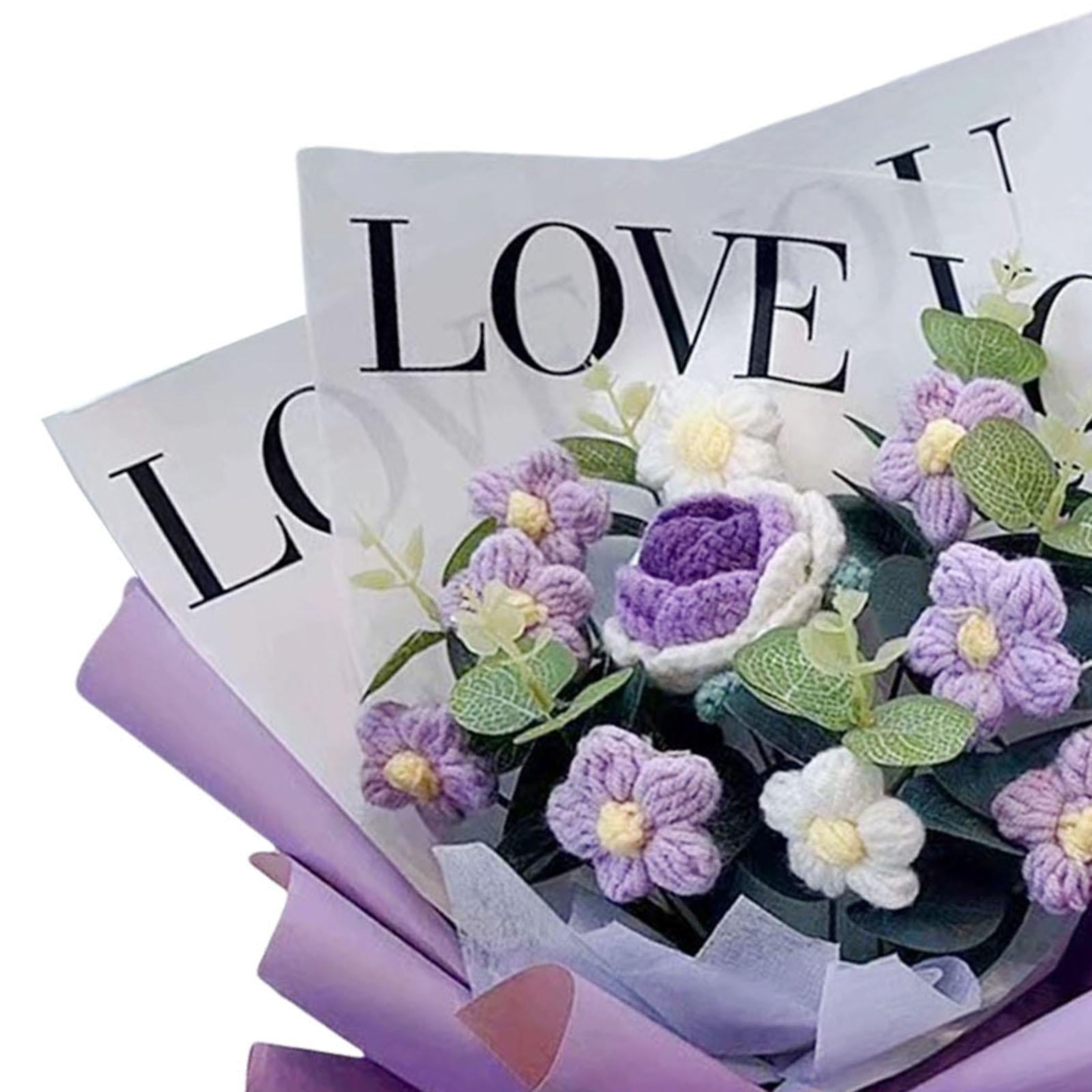 Crochet Flower Bouquet Fadeless Faux Flower Artificial Flower Engagement Gift Purple