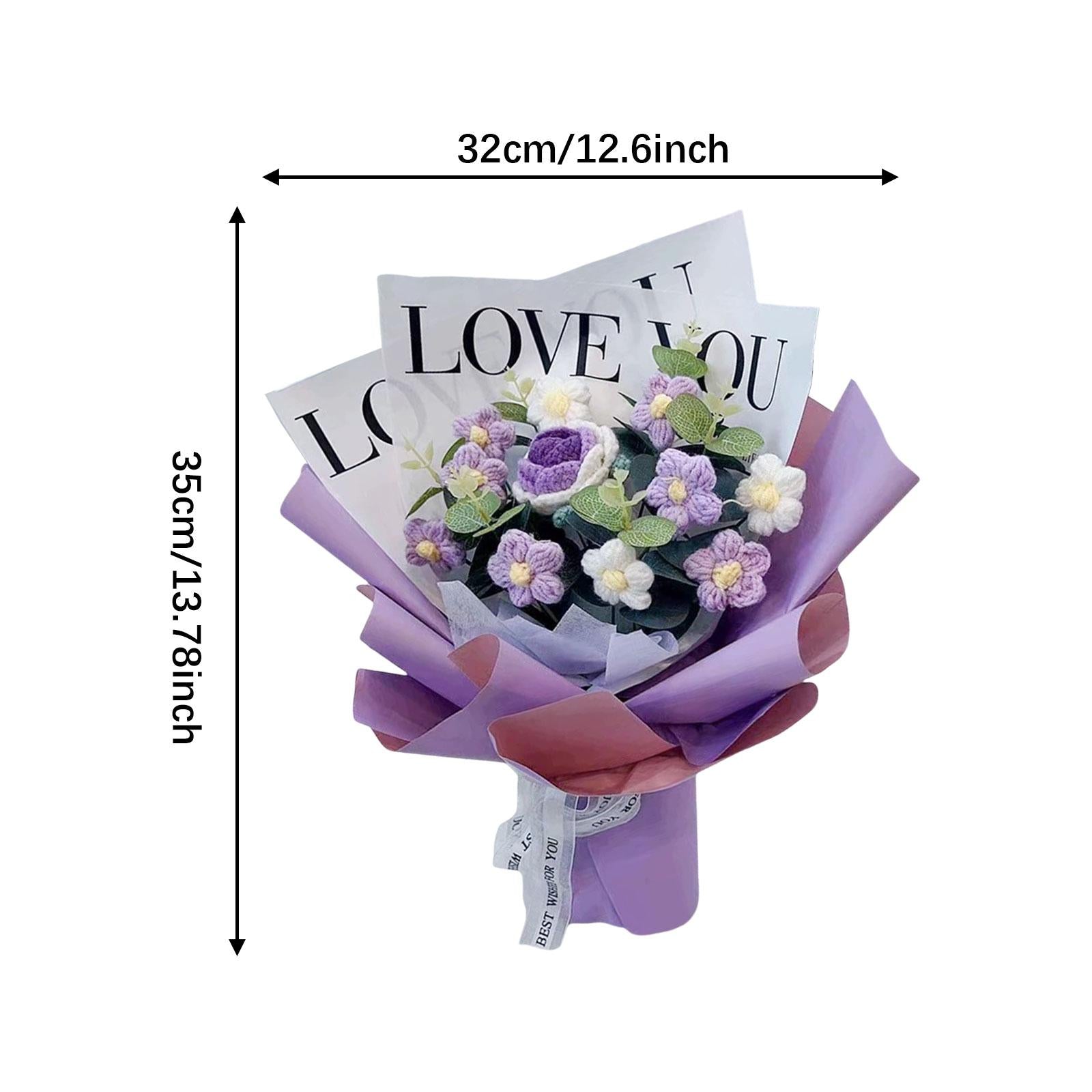 Crochet Flower Bouquet Fadeless Faux Flower Artificial Flower Engagement Gift Purple