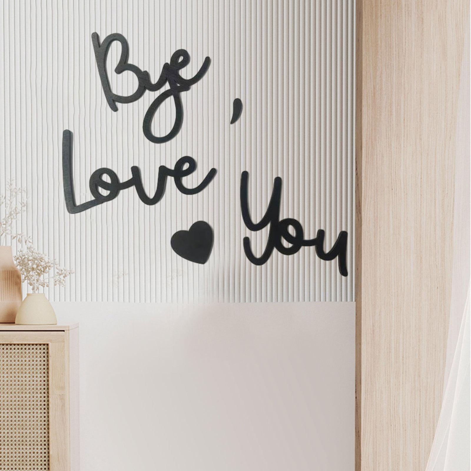 Love You Bye Wall Sign Decor Artwork Gift Wooden for Entryway Bedroom Office