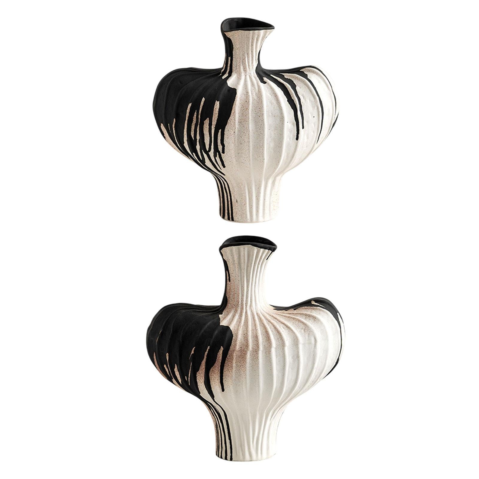 Wabi Sabi Flower Vase Farmhouse Decorative Vase Entryway Rustic Ceramic Vase 24.5cmx16cmx25cm