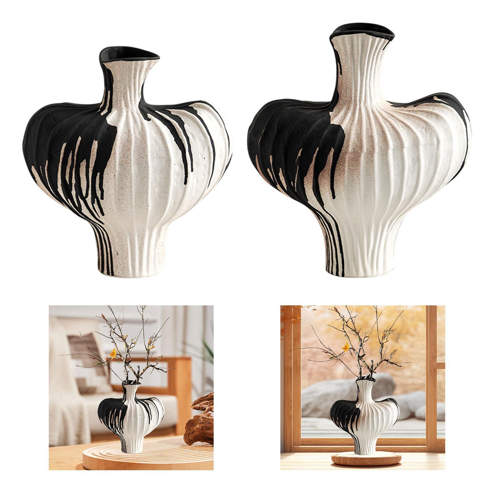 Wabi Sabi Flower Vase Farmhouse Decorative Vase Entryway Rustic Ceramic Vase 24.5cmx16cmx25cm