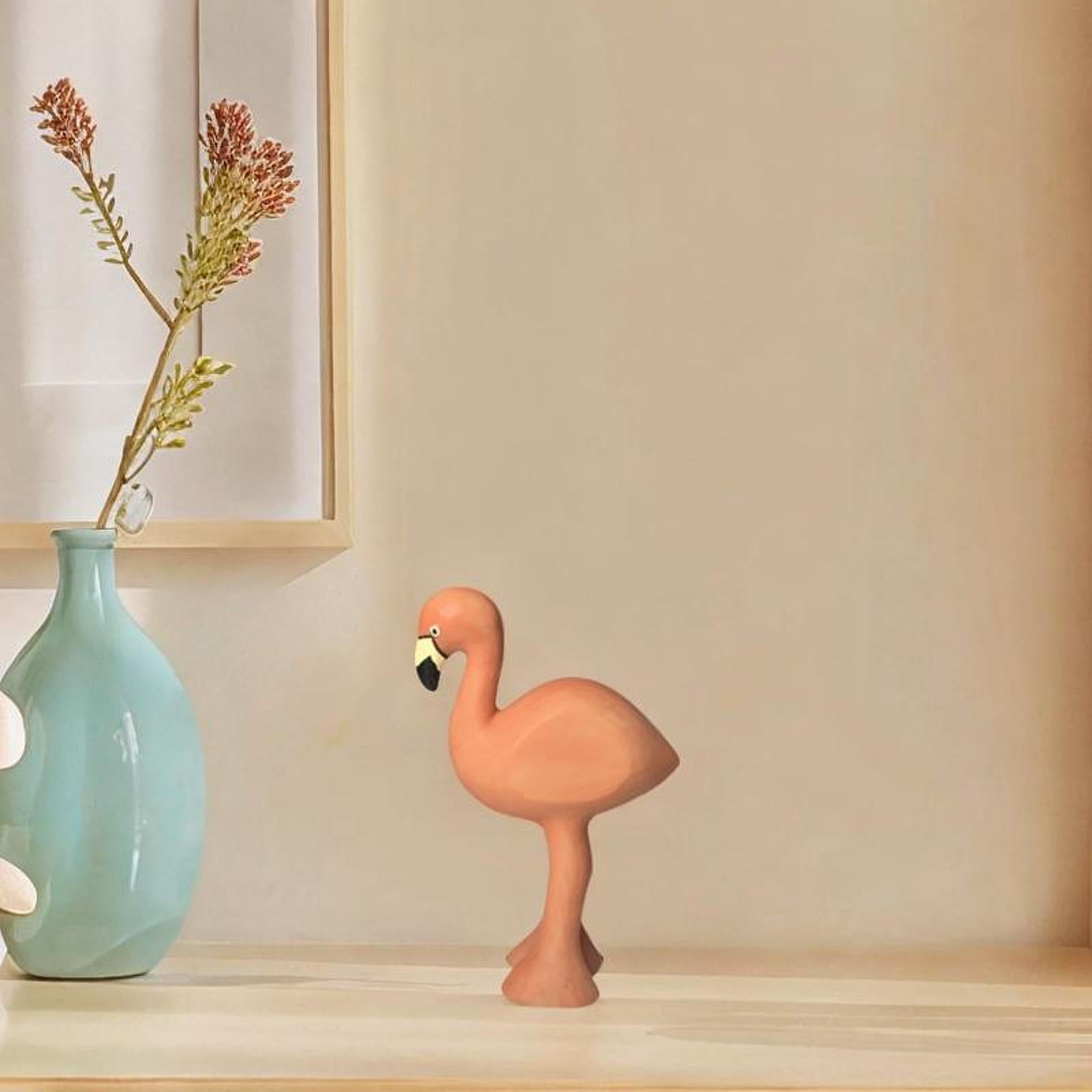 Flamingo Model Resin Figurine 8x3x11cm for Table Centerpiece Pink Decorative