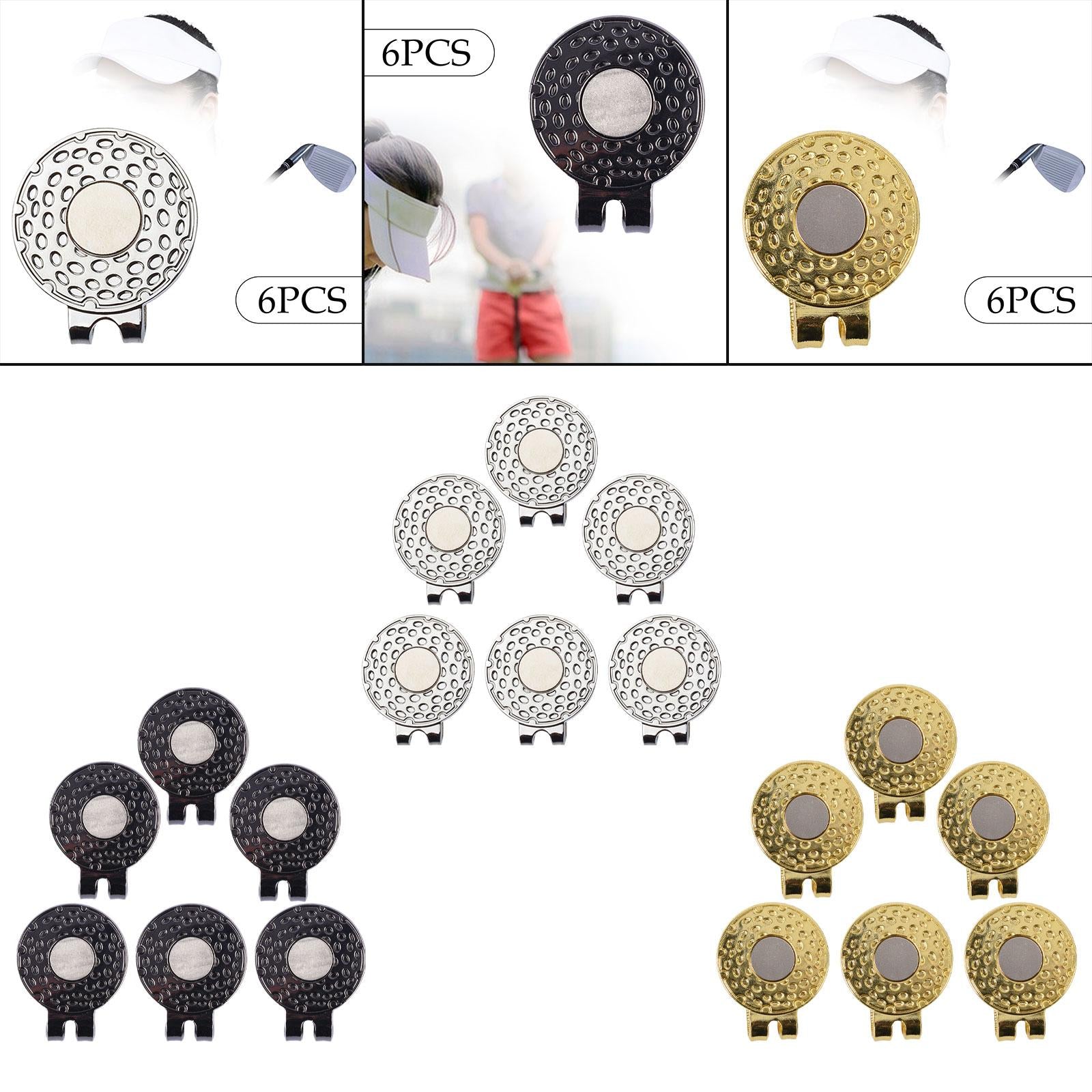6 Pieces Magnetic Golf Hat Clips Golf Ball Marker Cap Holders for Belts Bags Silver
