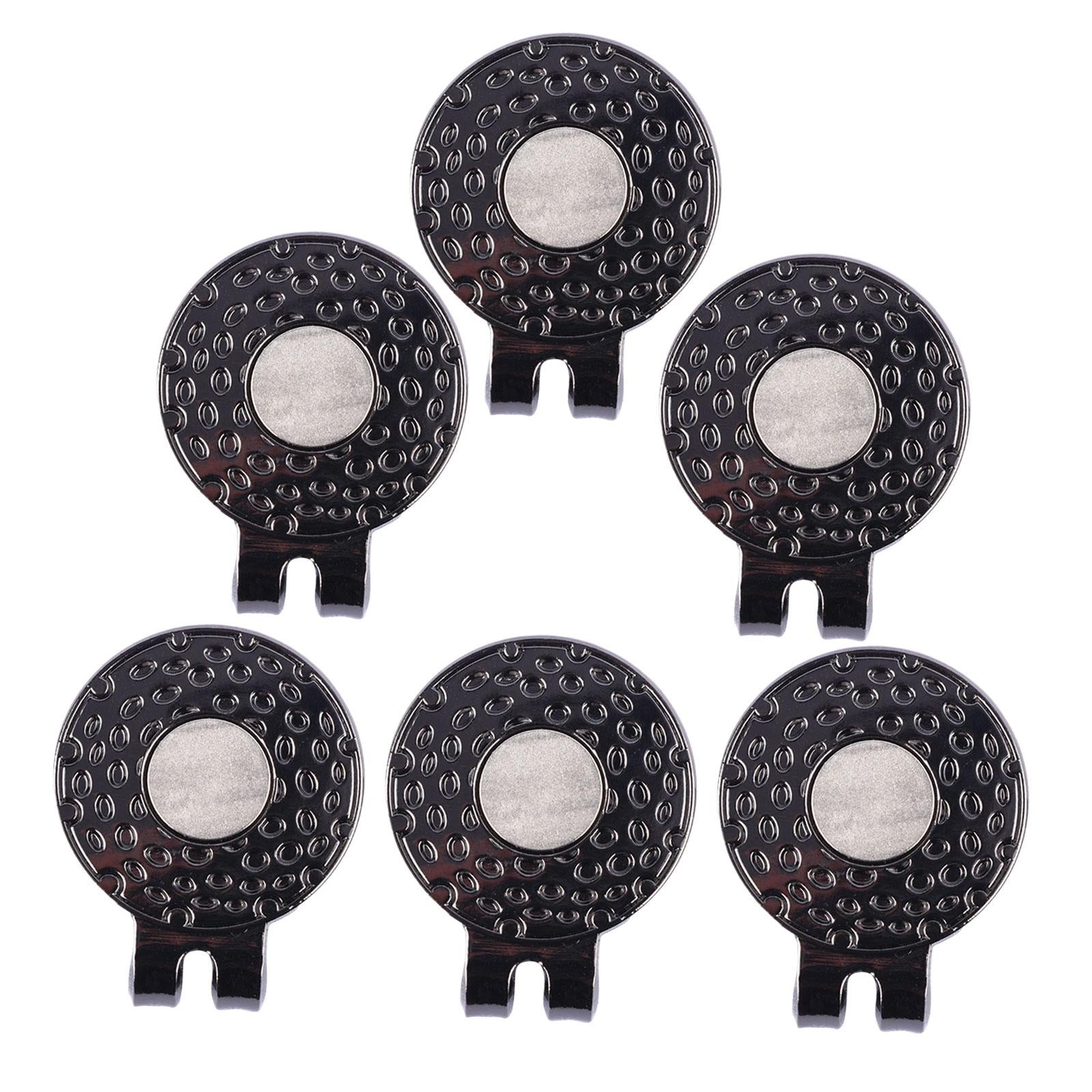 6 Pieces Magnetic Golf Hat Clips Golf Ball Marker Cap Holders for Belts Bags Black