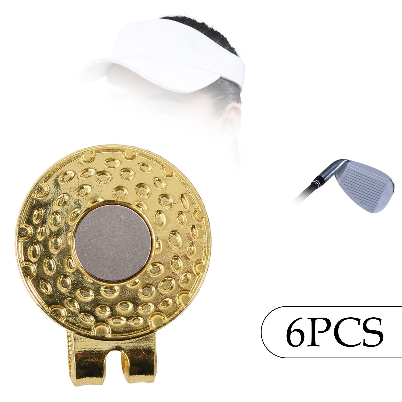 6 Pieces Magnetic Golf Hat Clips Golf Ball Marker Cap Holders for Belts Bags Gold