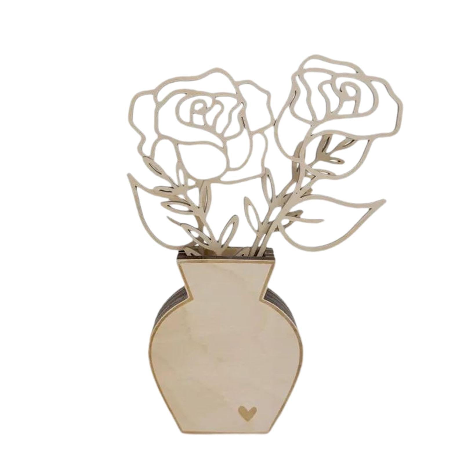 Flower Wooden Desktop Ornament Table Decor for Birthday Wedding Housewarming
