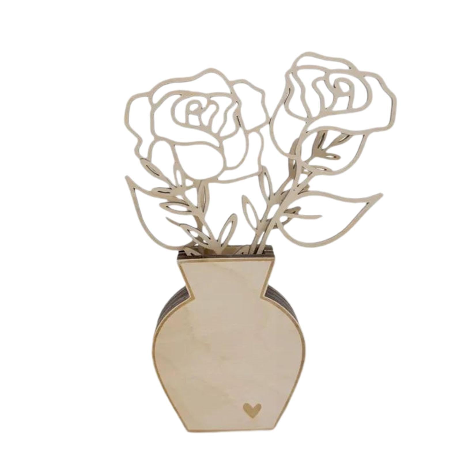Flower Wooden Desktop Ornament Table Decor for Birthday Wedding Housewarming