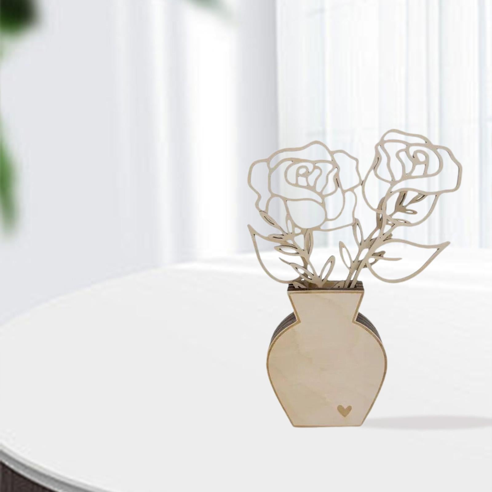 Flower Wooden Desktop Ornament Table Decor for Birthday Wedding Housewarming