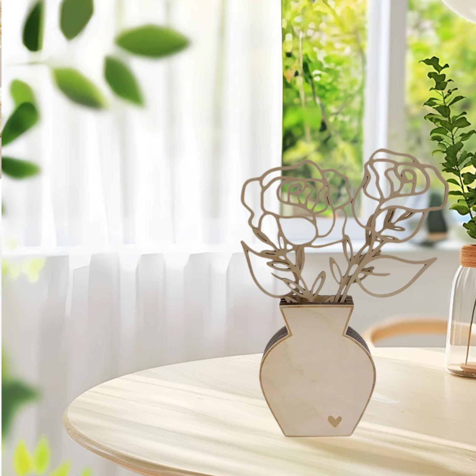 Flower Wooden Desktop Ornament Table Decor for Birthday Wedding Housewarming