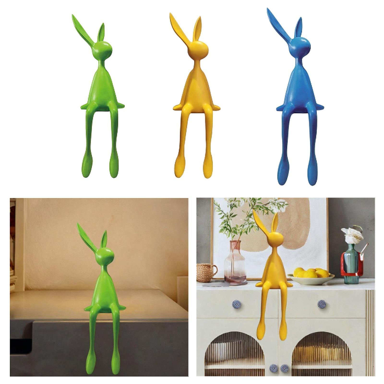 Rabbit Statues Easter Bedroom Dining Table Cabinet Bookshelf Desk Home Decor Green