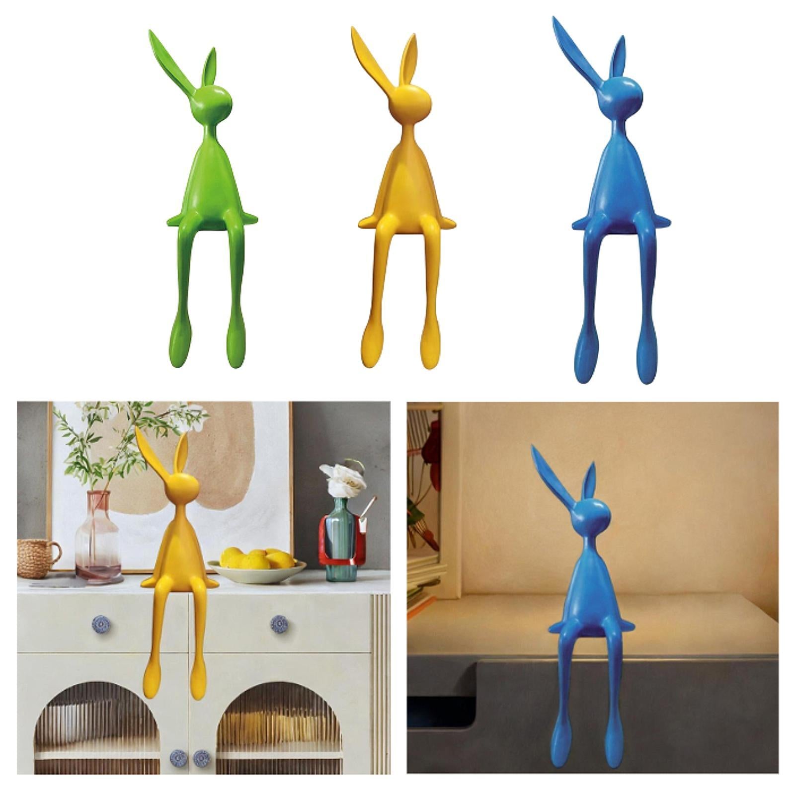 Rabbit Statues Easter Bedroom Dining Table Cabinet Bookshelf Desk Home Decor Green