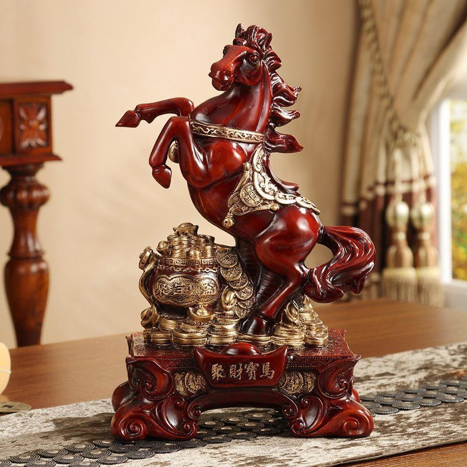Horse Statue Standing Table Attract Wealth and Treasure Home Horse Sculpture