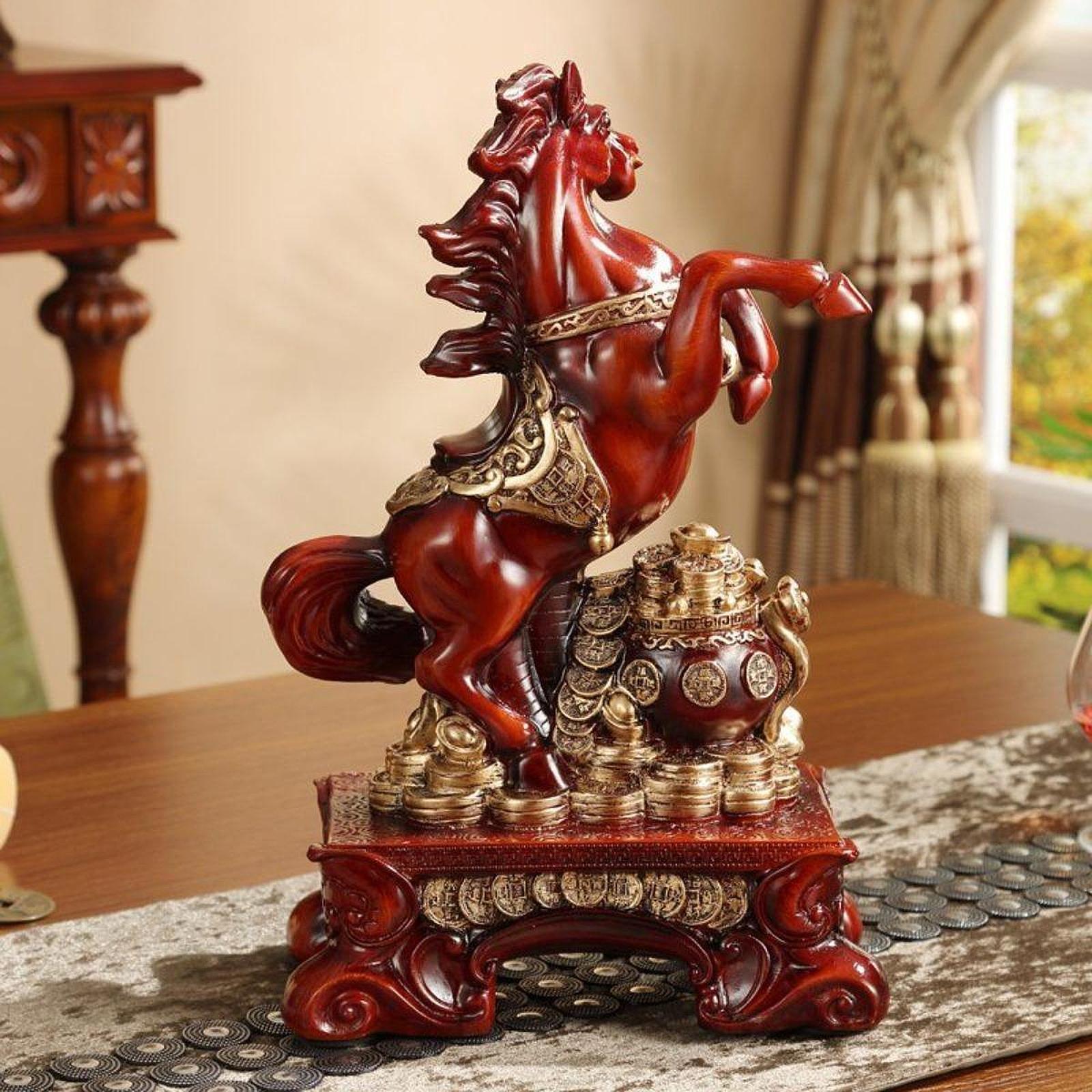 Horse Statue Standing Table Attract Wealth and Treasure Home Horse Sculpture