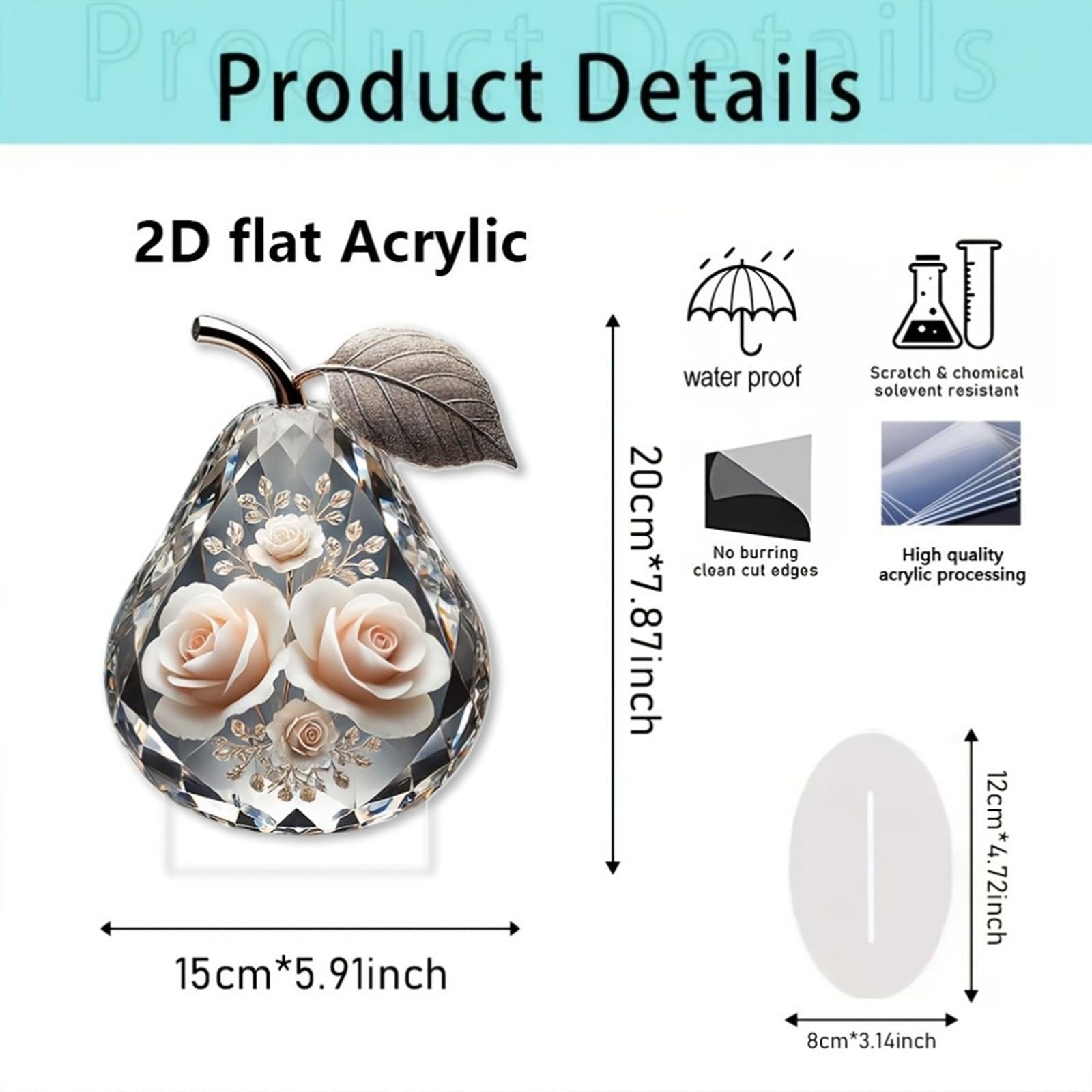 Acrylic Pear Shape Decor Unique Table Decoration for Home Holiday Fireplace