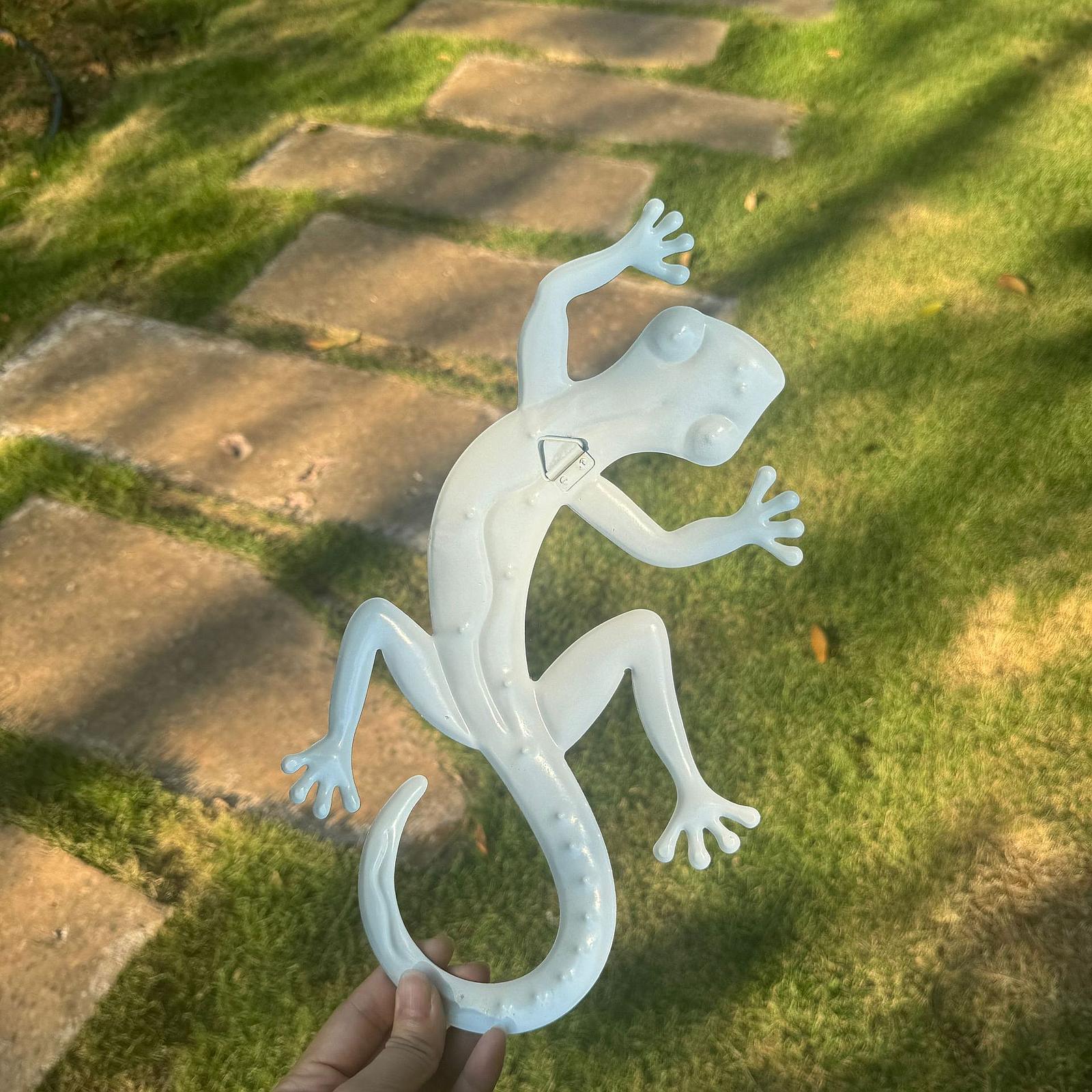 3Pcs Gecko Wall Decor Metal Art Outdoor Porch Lawn Lizard Hanging Sculptures