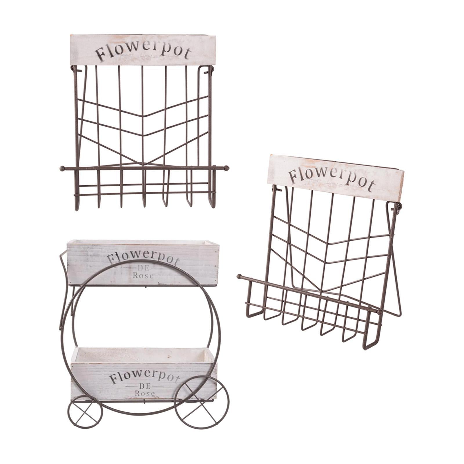 Metal Hanging Wire Basket Iron Wall Mounted Organizer for Garden Office Home 24.5cmx16cmx27cm