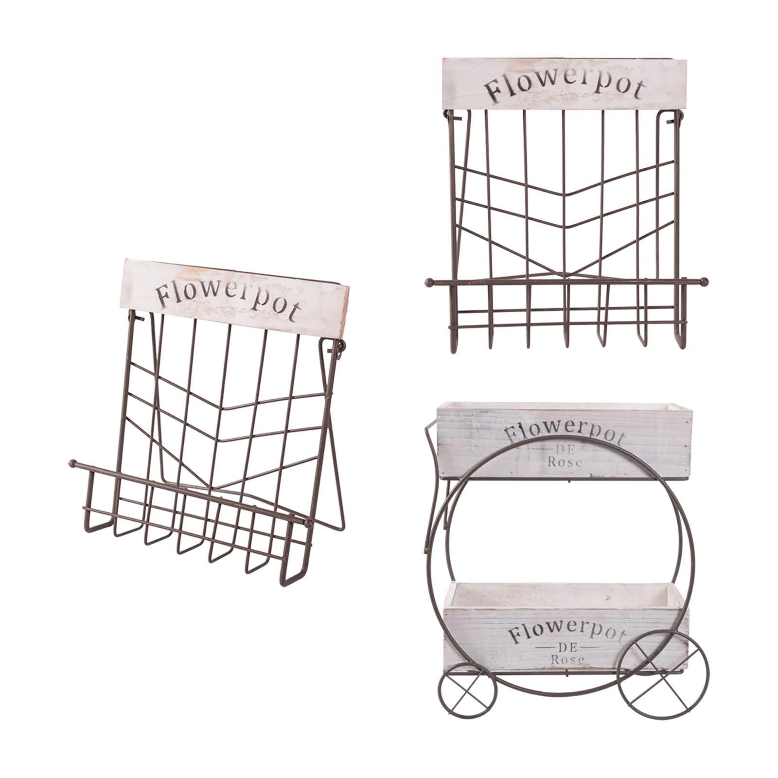 Metal Hanging Wire Basket Iron Wall Mounted Organizer for Garden Office Home 24.5cmx16cmx27cm