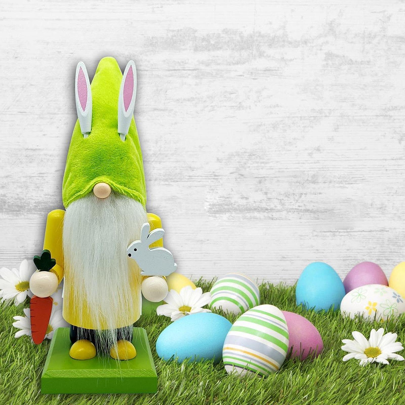 Easter Bunny Gnome Figurine Desktop Ornament for Bedroom Living Room Holiday Yellow