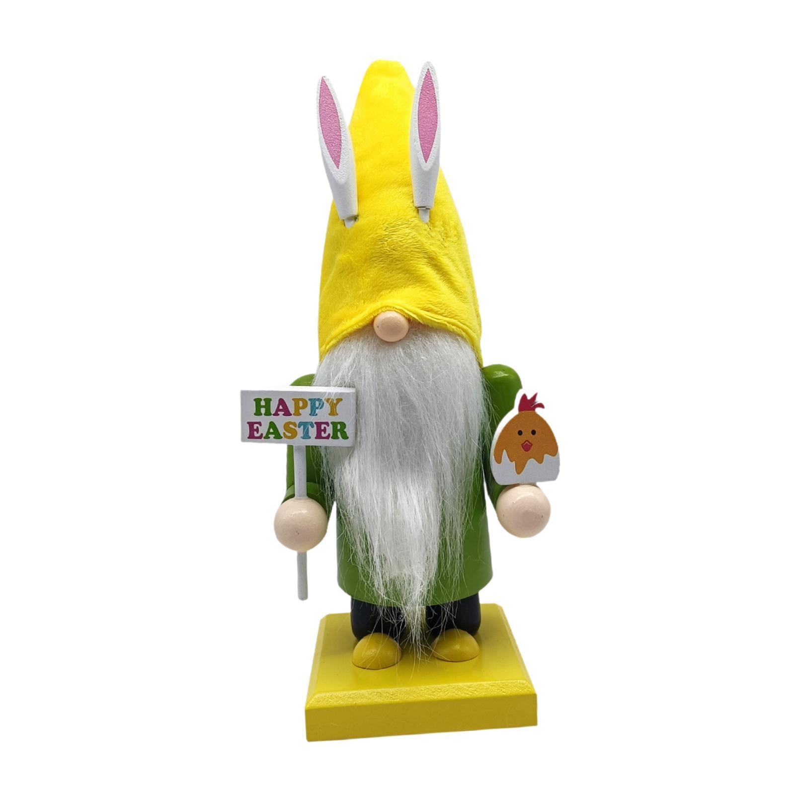 Easter Bunny Gnome Figurine Desktop Ornament for Bedroom Living Room Holiday Green