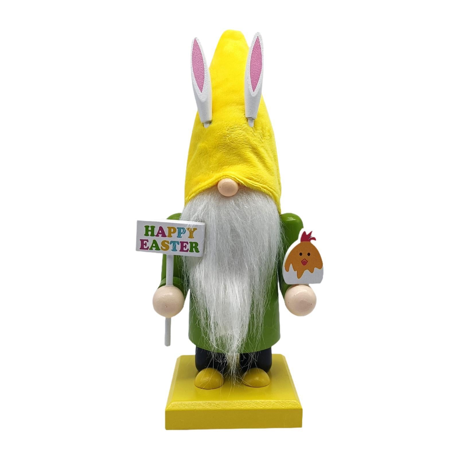 Easter Bunny Gnome Figurine Desktop Ornament for Bedroom Living Room Holiday Green