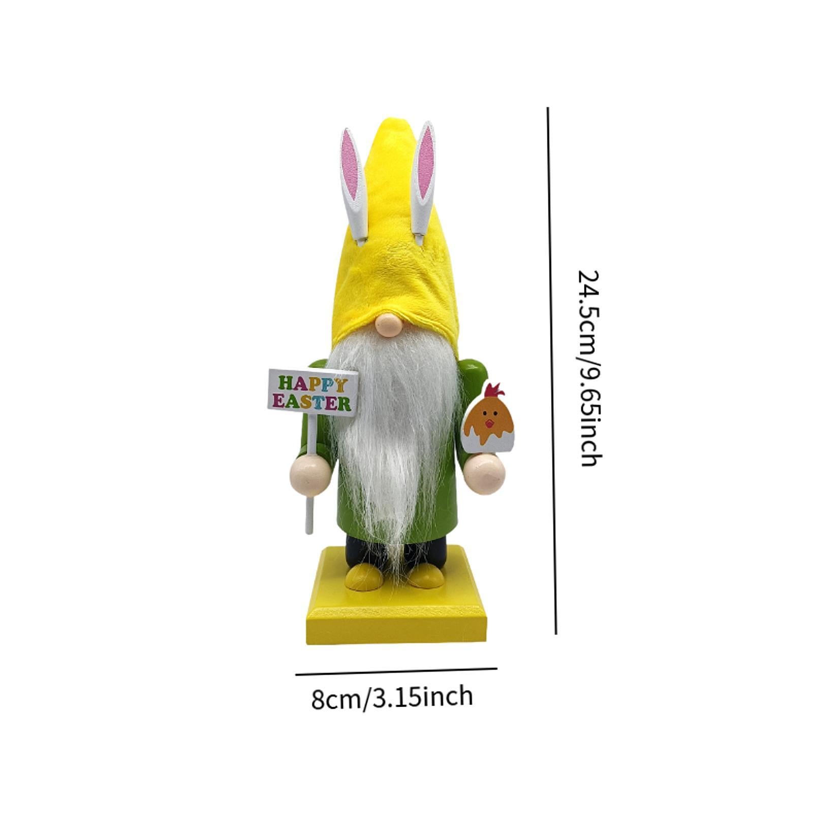 Easter Bunny Gnome Figurine Desktop Ornament for Bedroom Living Room Holiday Green