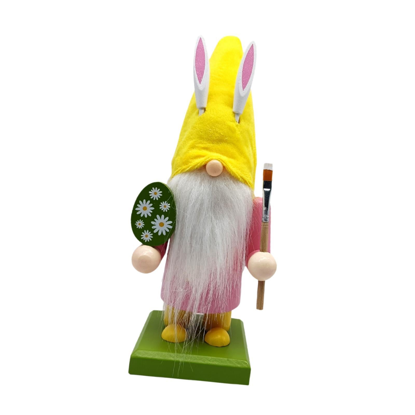 Easter Bunny Gnome Figurine Desktop Ornament for Bedroom Living Room Holiday Pink