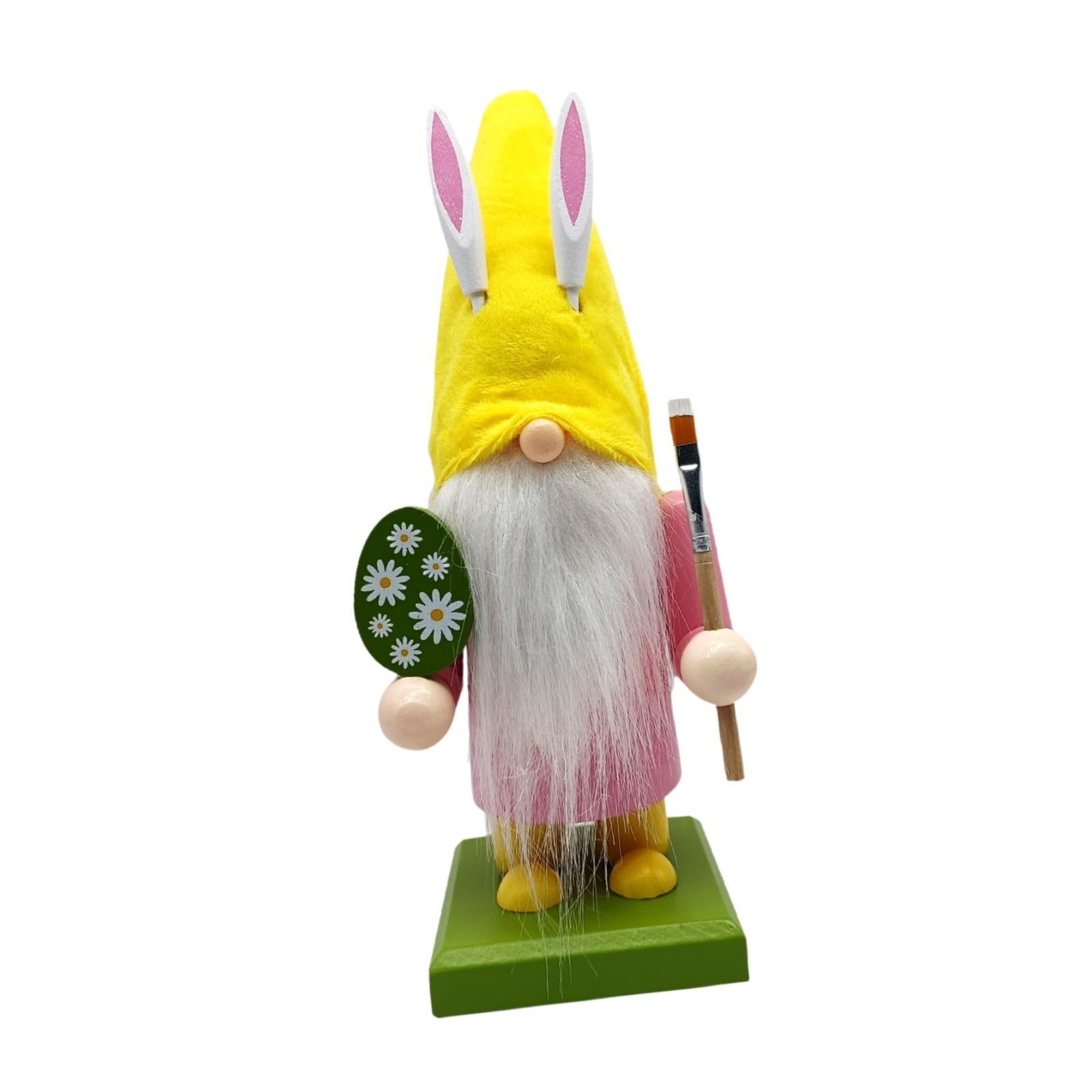 Easter Bunny Gnome Figurine Desktop Ornament for Bedroom Living Room Holiday Pink