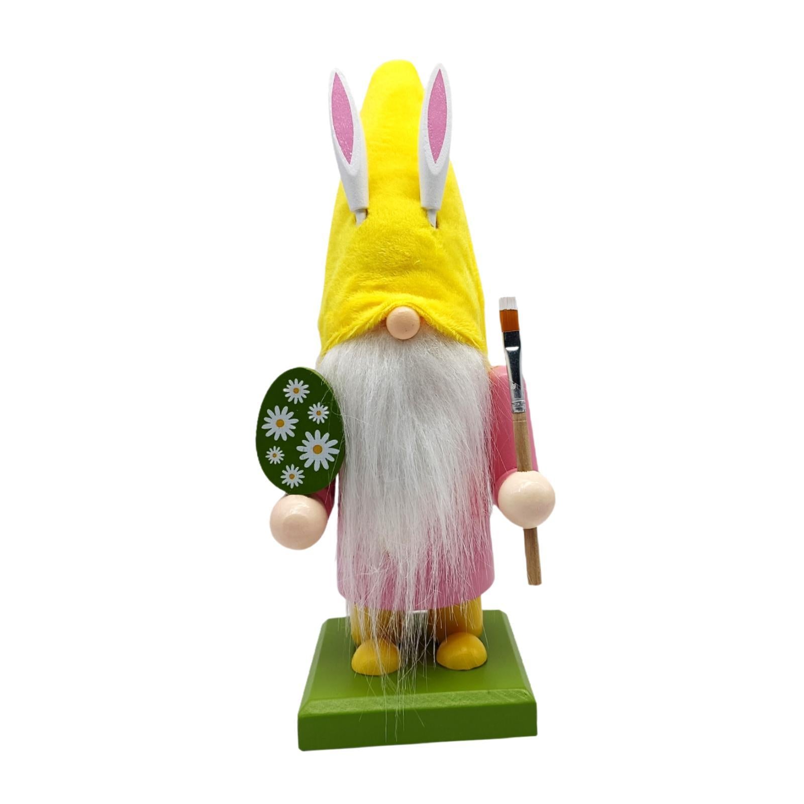 Easter Bunny Gnome Figurine Desktop Ornament for Bedroom Living Room Holiday Pink