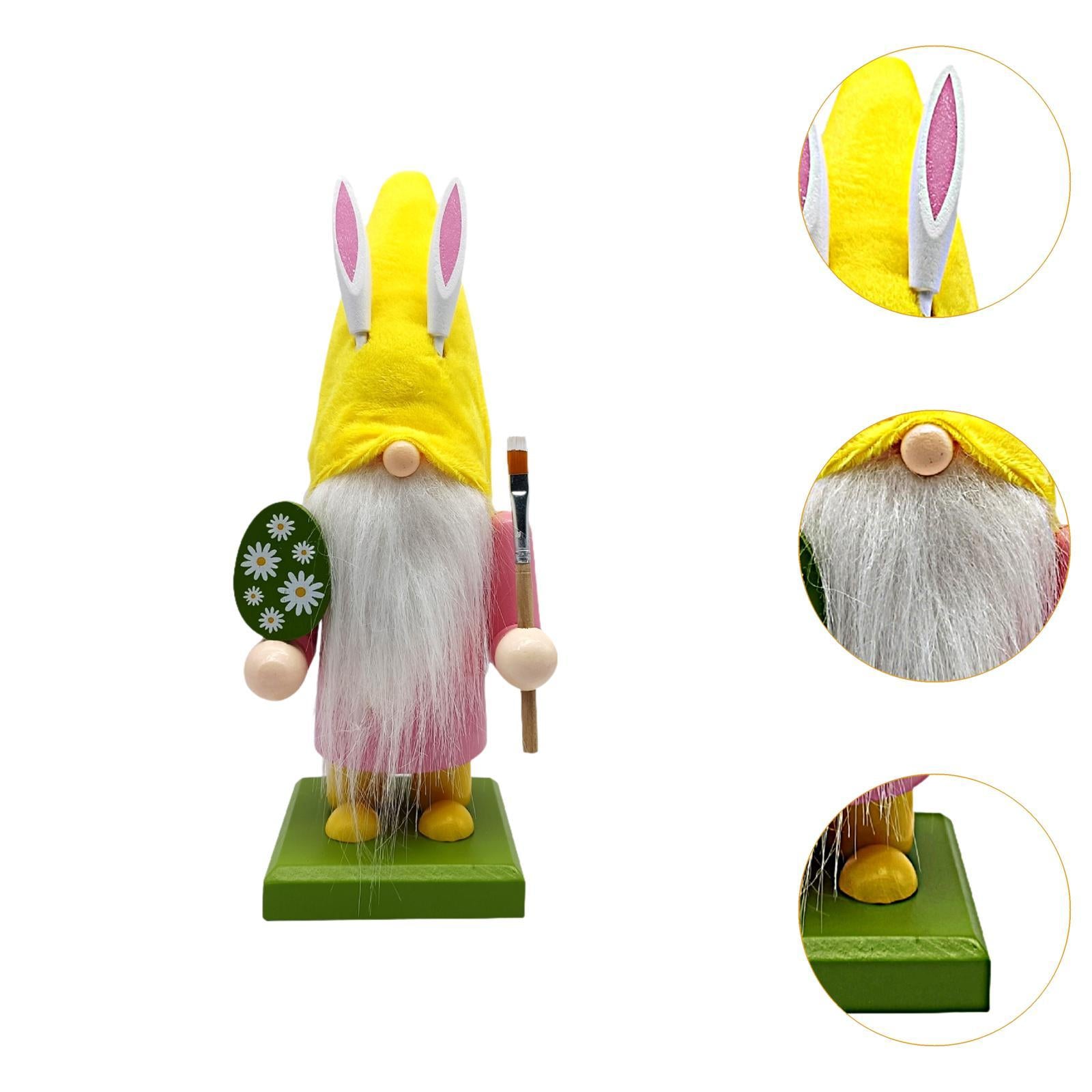 Easter Bunny Gnome Figurine Desktop Ornament for Bedroom Living Room Holiday Pink
