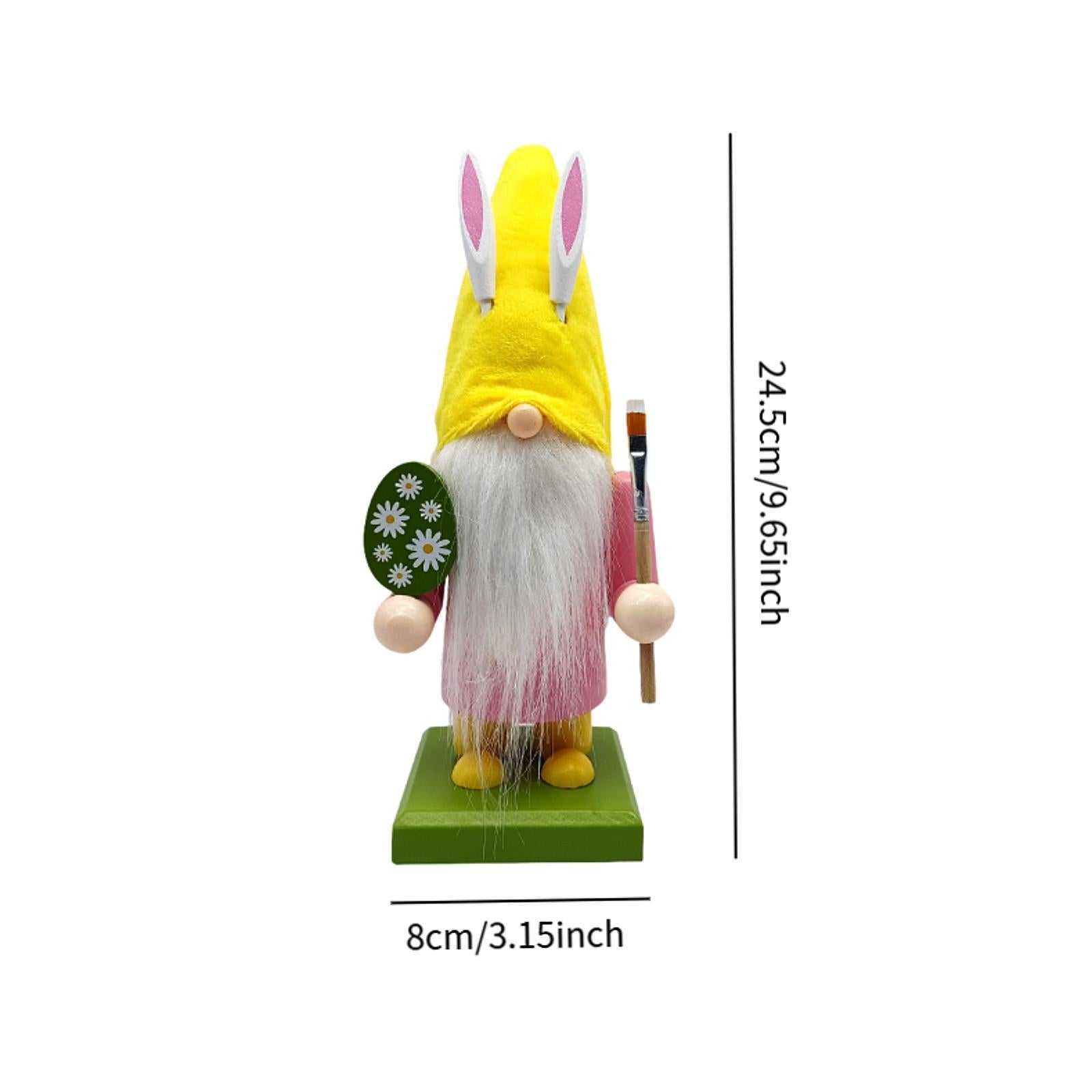 Easter Bunny Gnome Figurine Desktop Ornament for Bedroom Living Room Holiday Pink