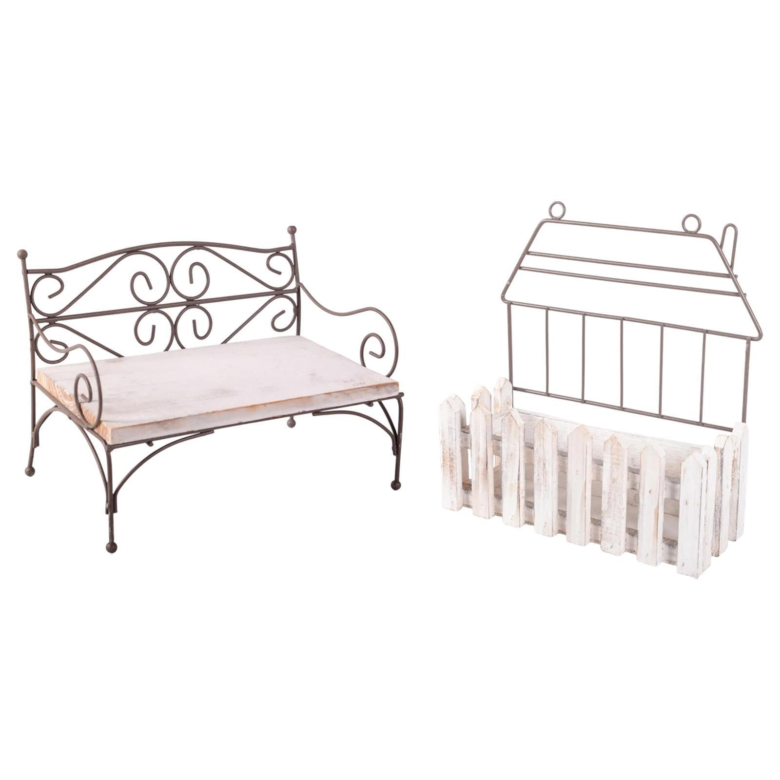 Flowerpot Stand Wire Storage Bin Hanging Wall Basket for Porch Patio Balcony 25cmx15cmx18.2cm